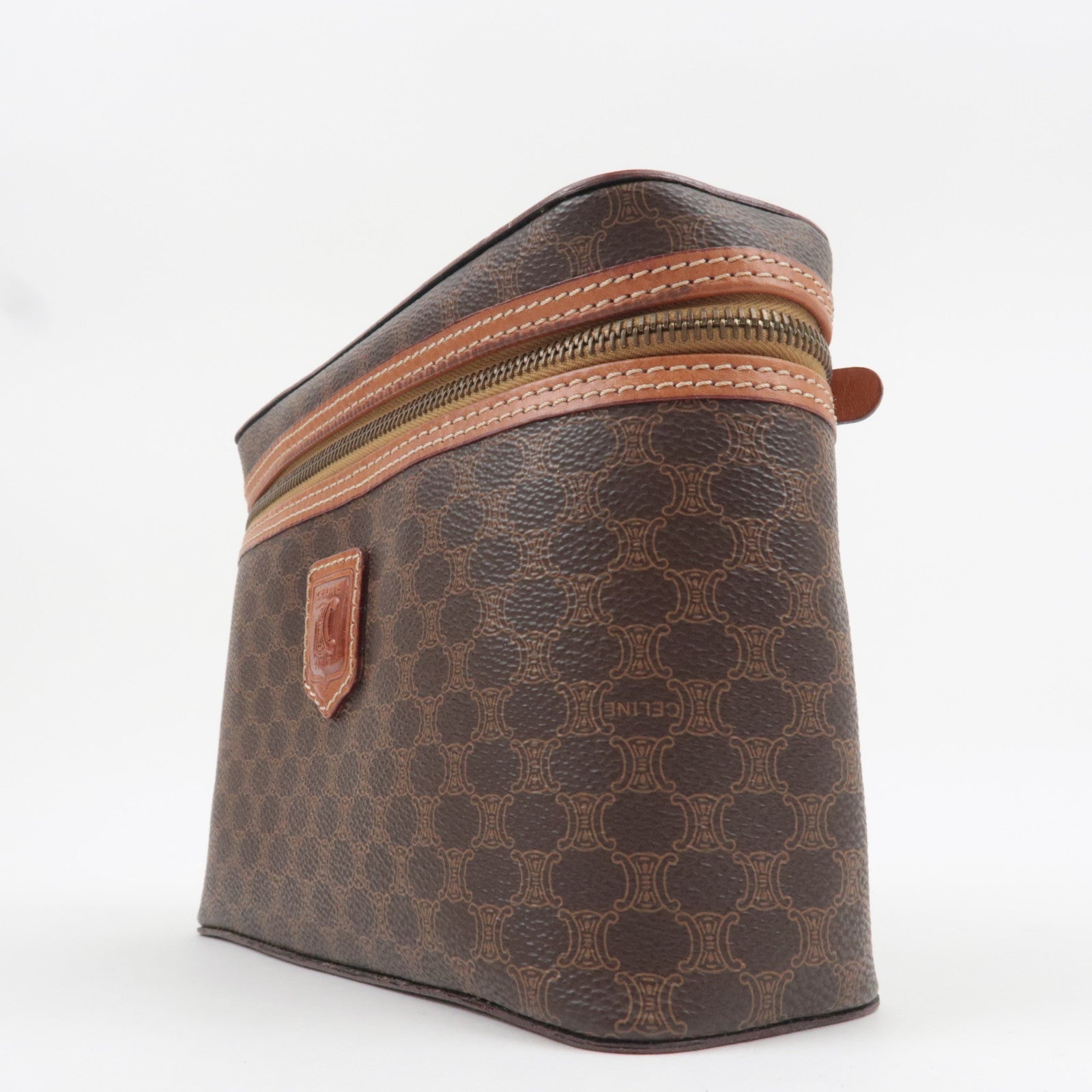 CELINE Macadam Vanity Bag M94 PVC Leather Brown