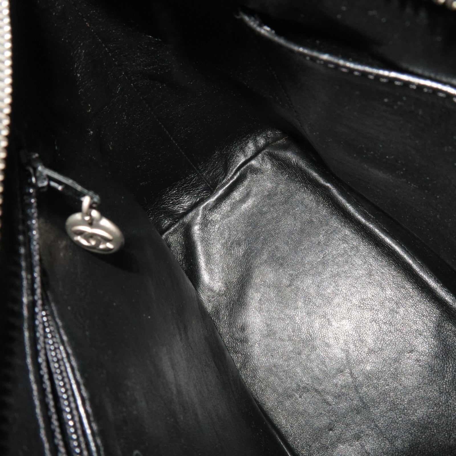 CHANEL Medallion Tote Bag Caviar Skin Black Silver HDW A01804 6704796