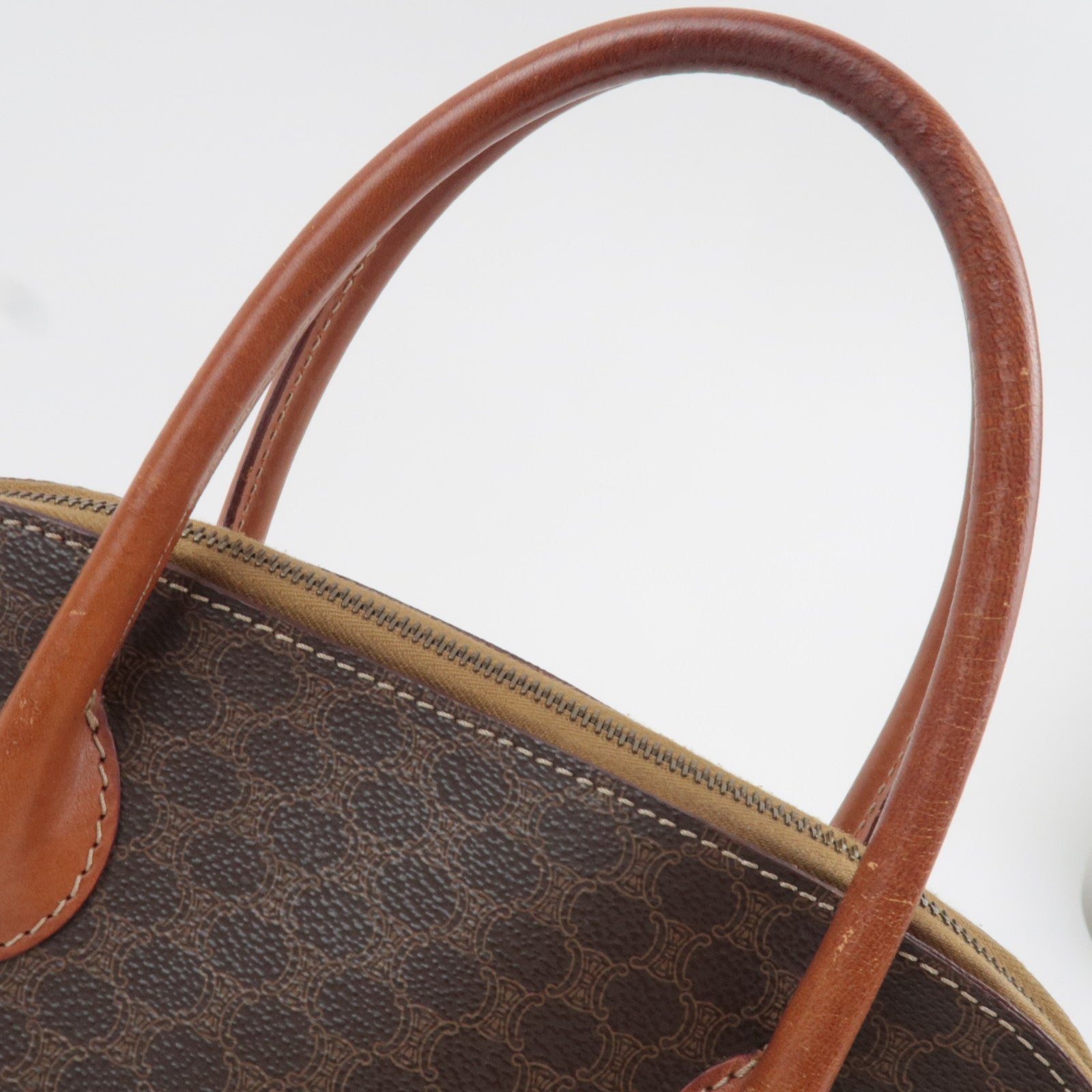 CELINE Macadam 2Way Handbag PVC Leather Brown *Strap
