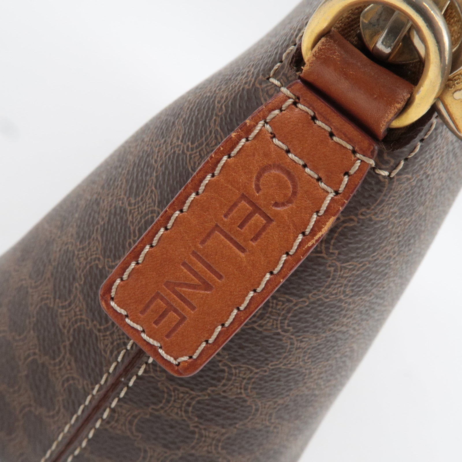 CELINE Macadam 2Way Handbag PVC Leather Brown *Strap