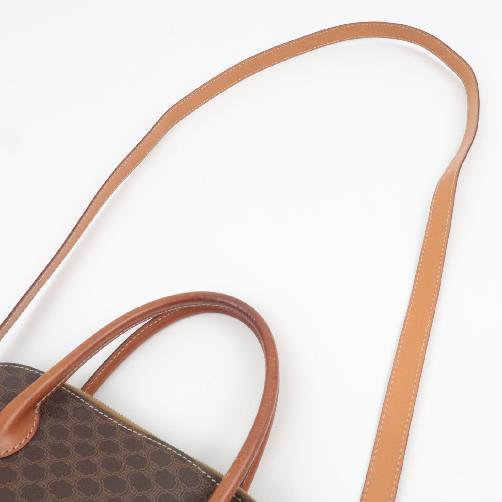 CELINE Macadam 2Way Handbag PVC Leather Brown *Strap