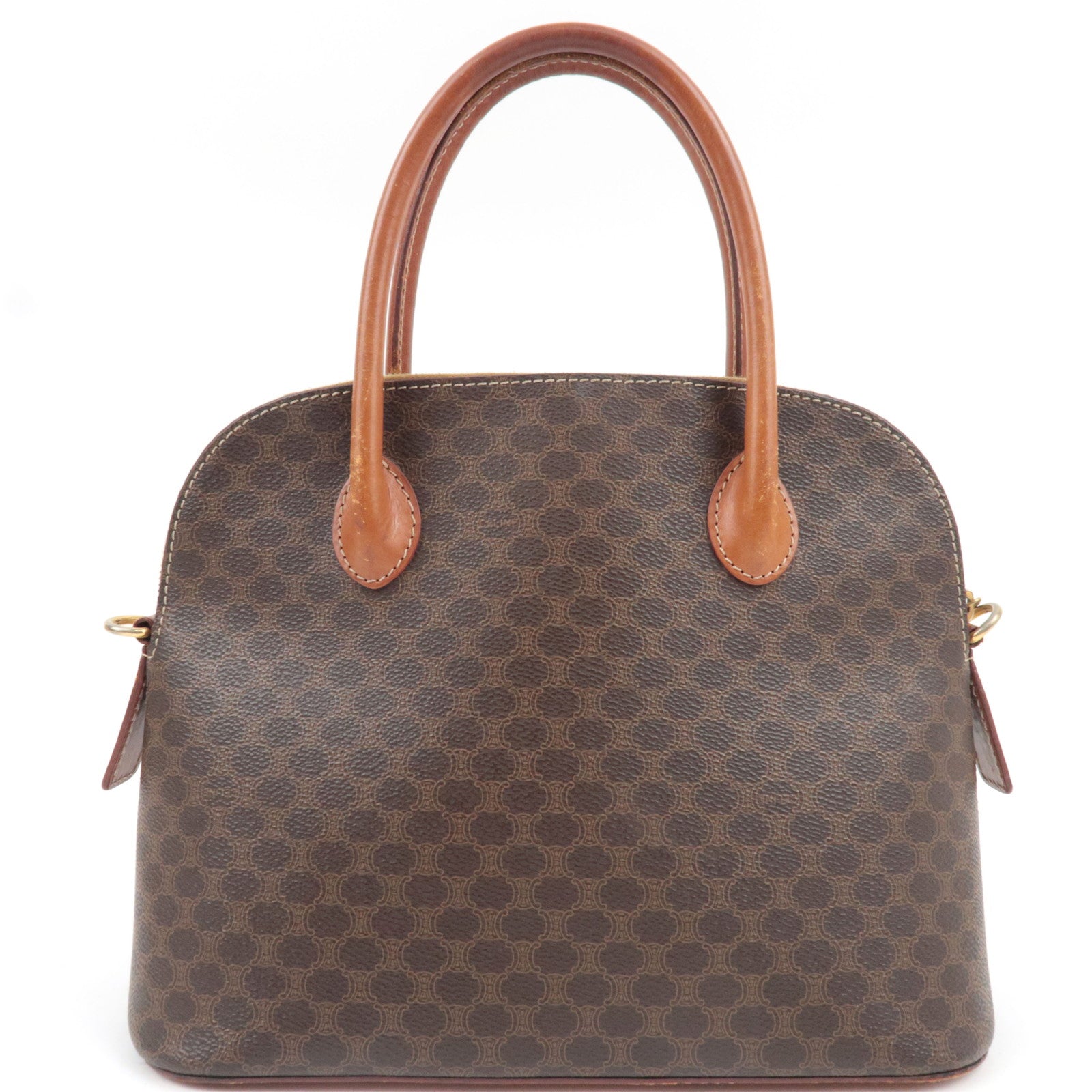 CELINE Macadam 2Way Handbag PVC Leather Brown *Strap