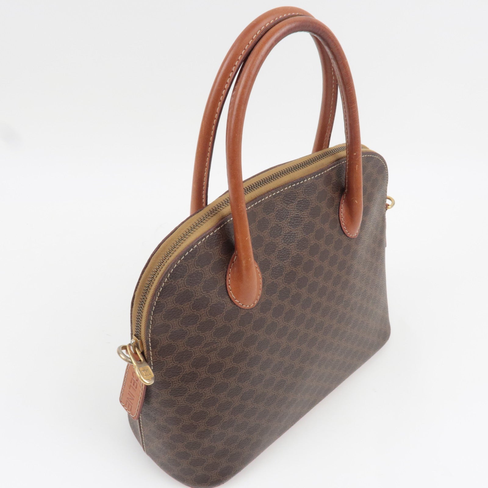 CELINE Macadam 2Way Handbag PVC Leather Brown *Strap