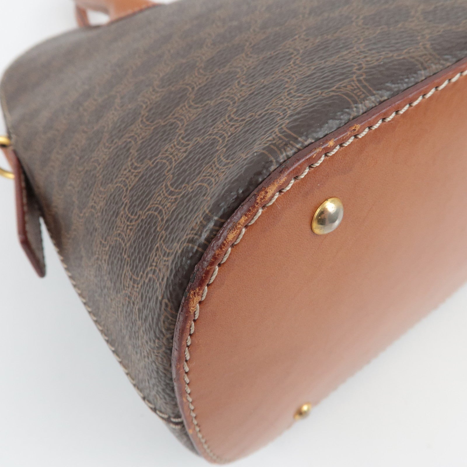 CELINE Macadam 2Way Handbag PVC Leather Brown *Strap