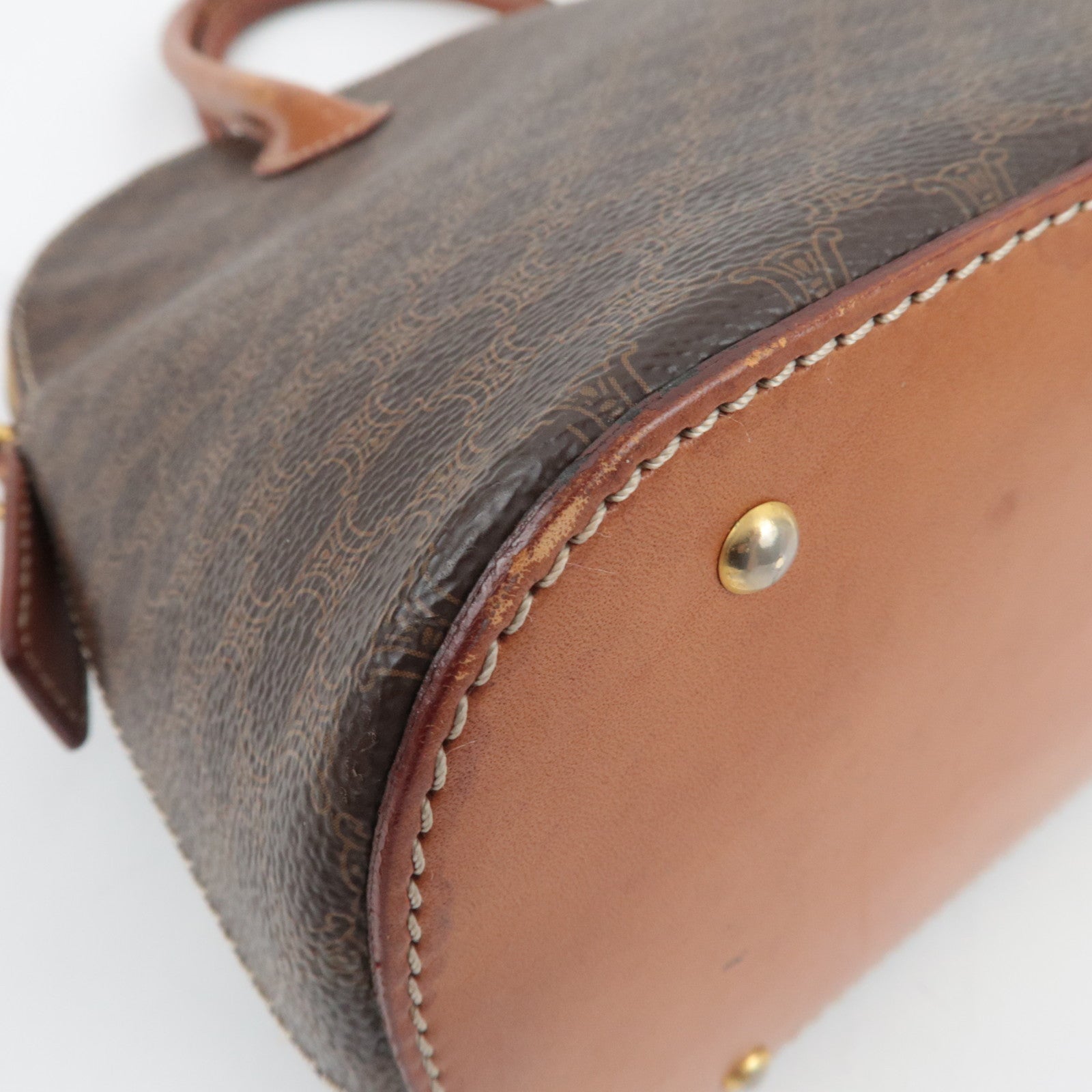 CELINE Macadam 2Way Handbag PVC Leather Brown *Strap