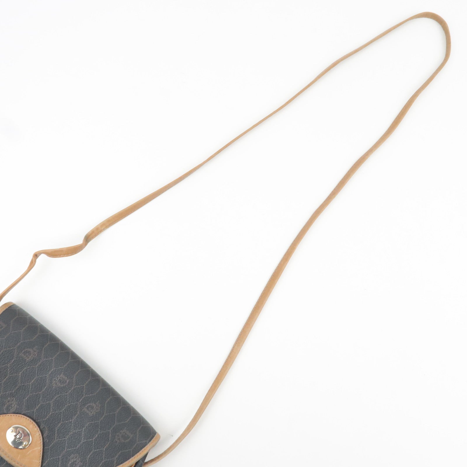 Christian Dior Honeycomb Shoulder Bag PVC Leather Black Brown