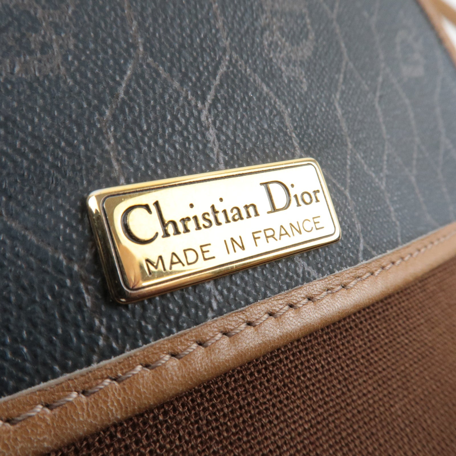 Christian Dior Honeycomb Shoulder Bag PVC Leather Black Brown