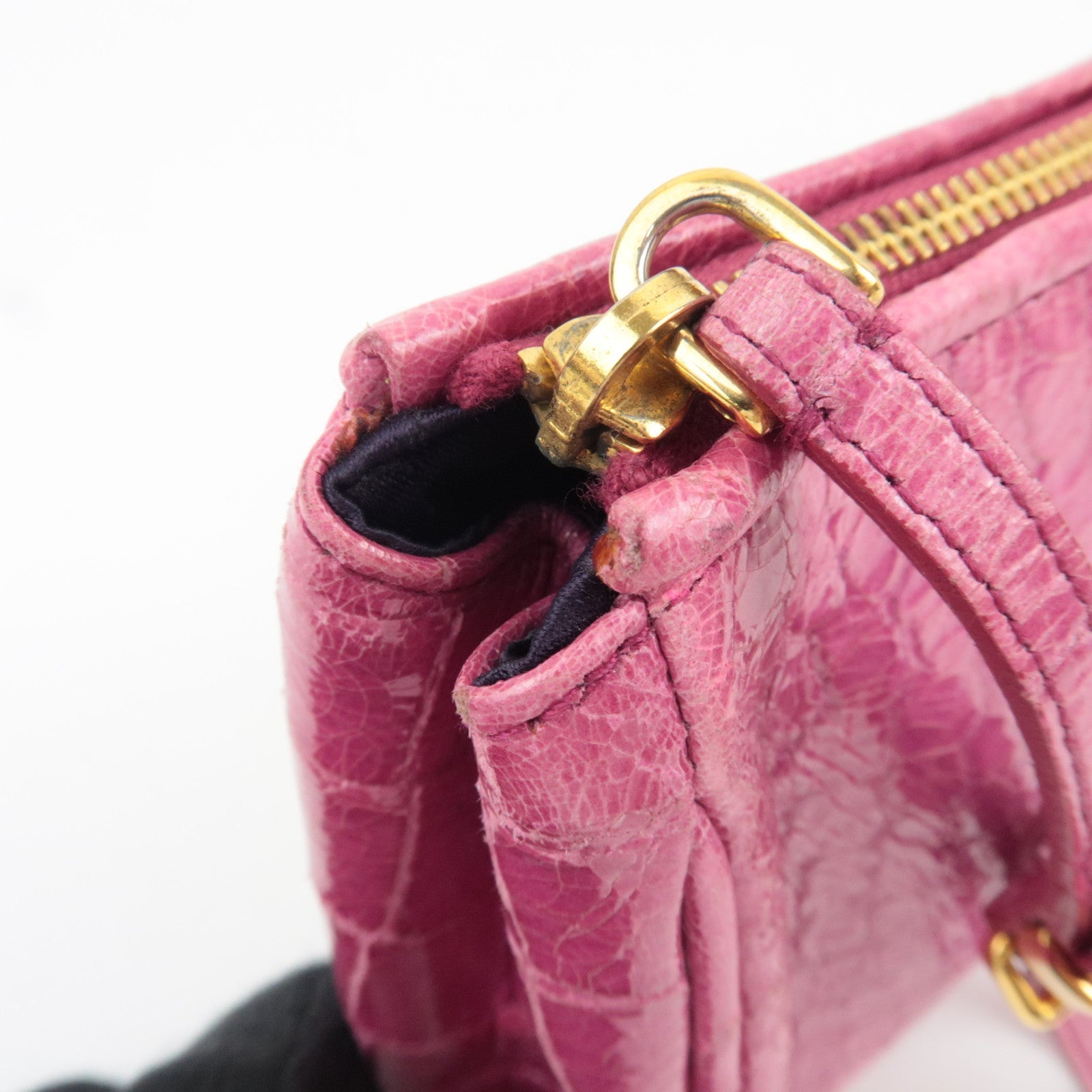 MIU MIU Embossed Clutch Bag Pouch Leather Pink