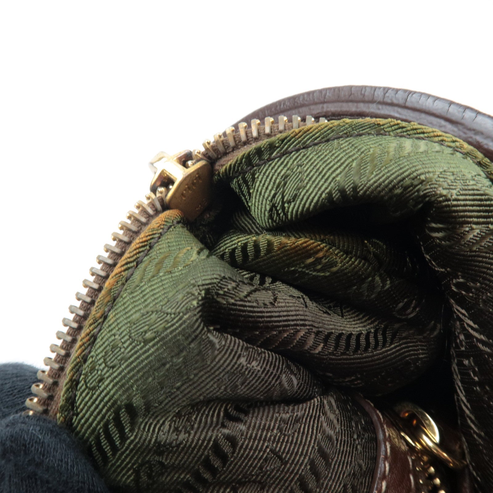 PRADA Logo One Shoulder Bag Nylon Leather Brown *Dust bag, Name tag