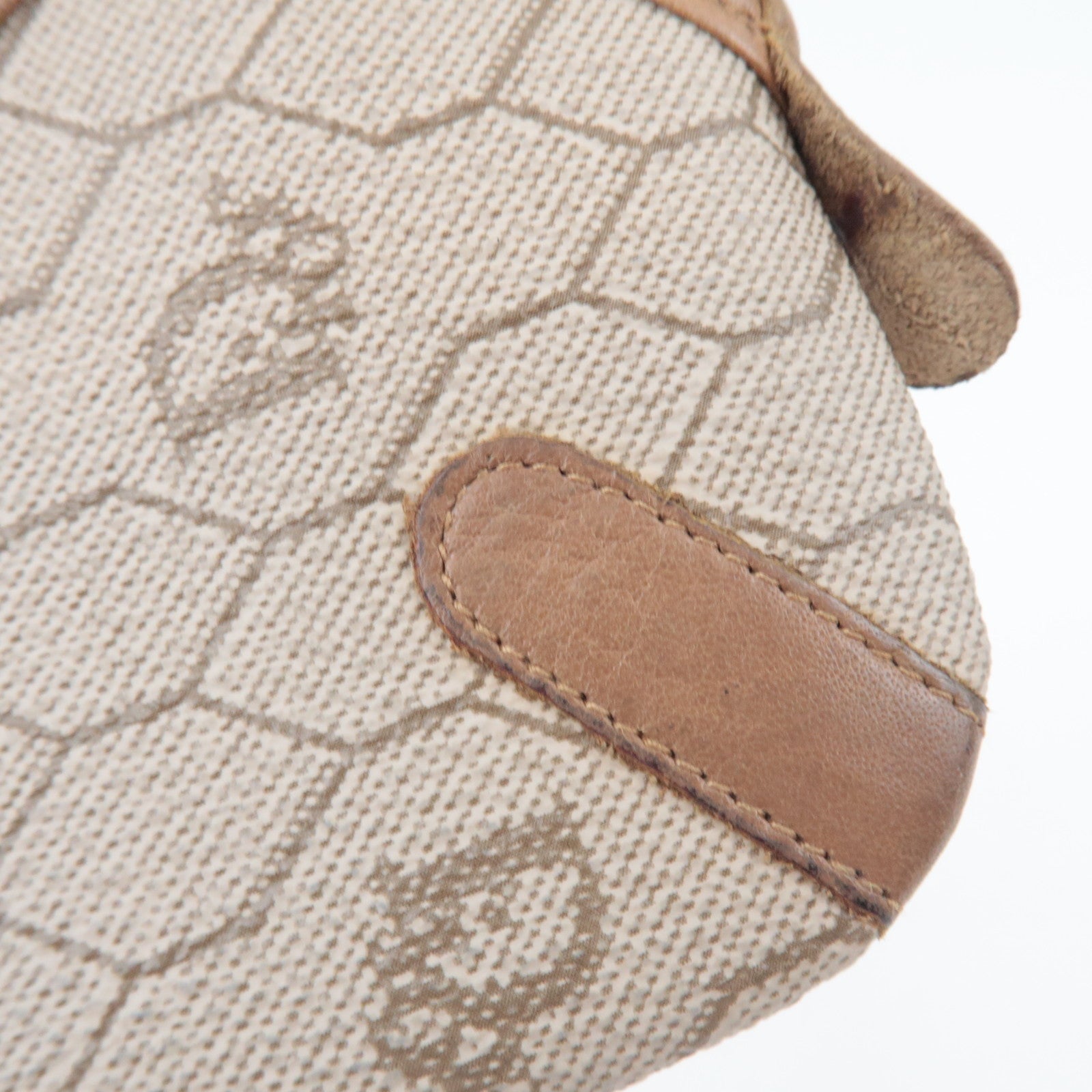 Christian Dior Honeycomb Coin Case PVC Leather Beige Brown