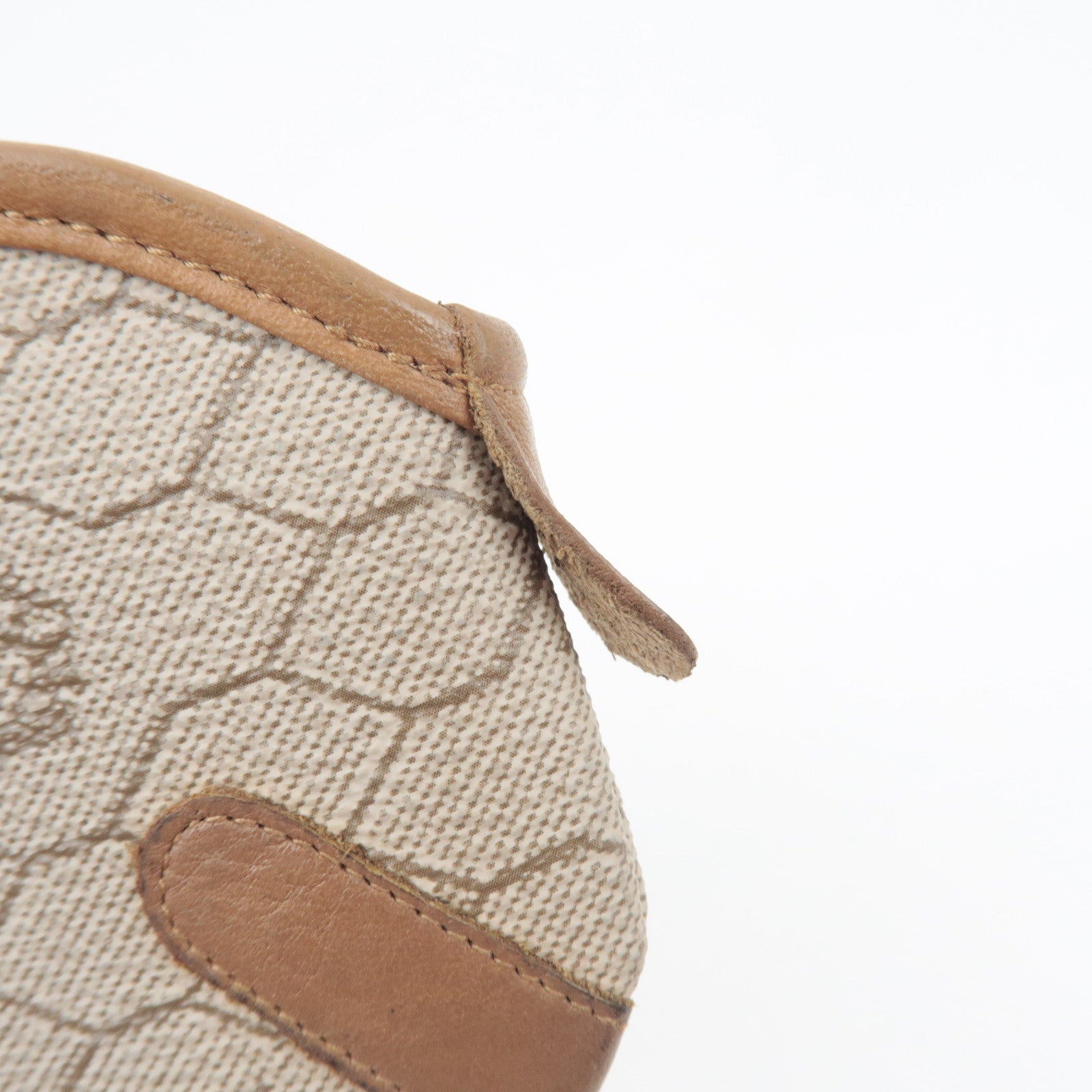 Christian Dior Honeycomb Coin Case PVC Leather Beige Brown