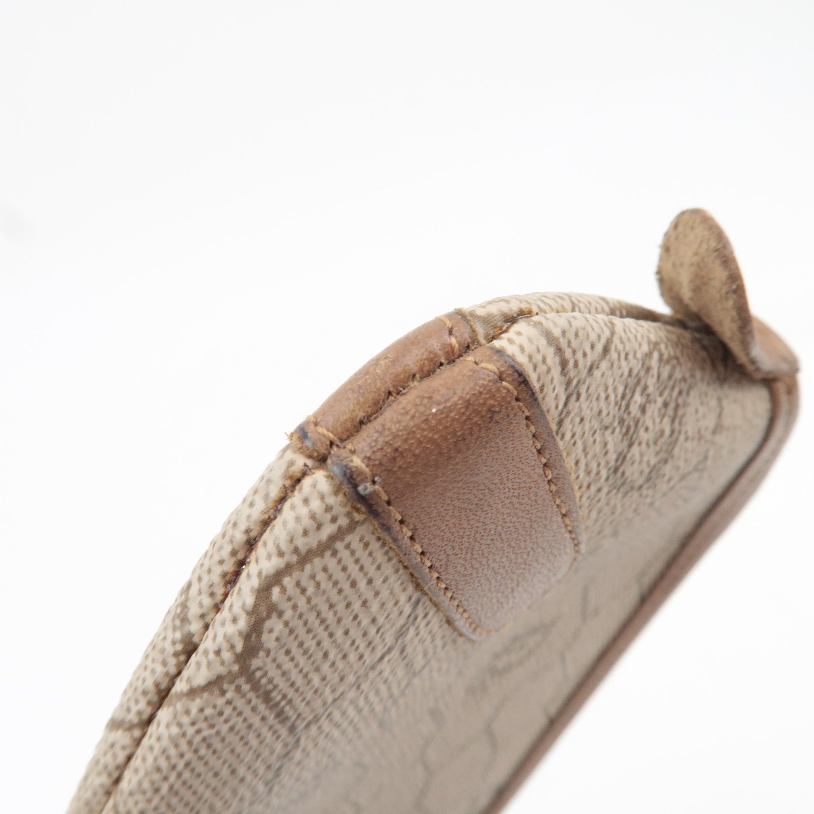 Christian Dior Honeycomb Coin Case PVC Leather Beige Brown