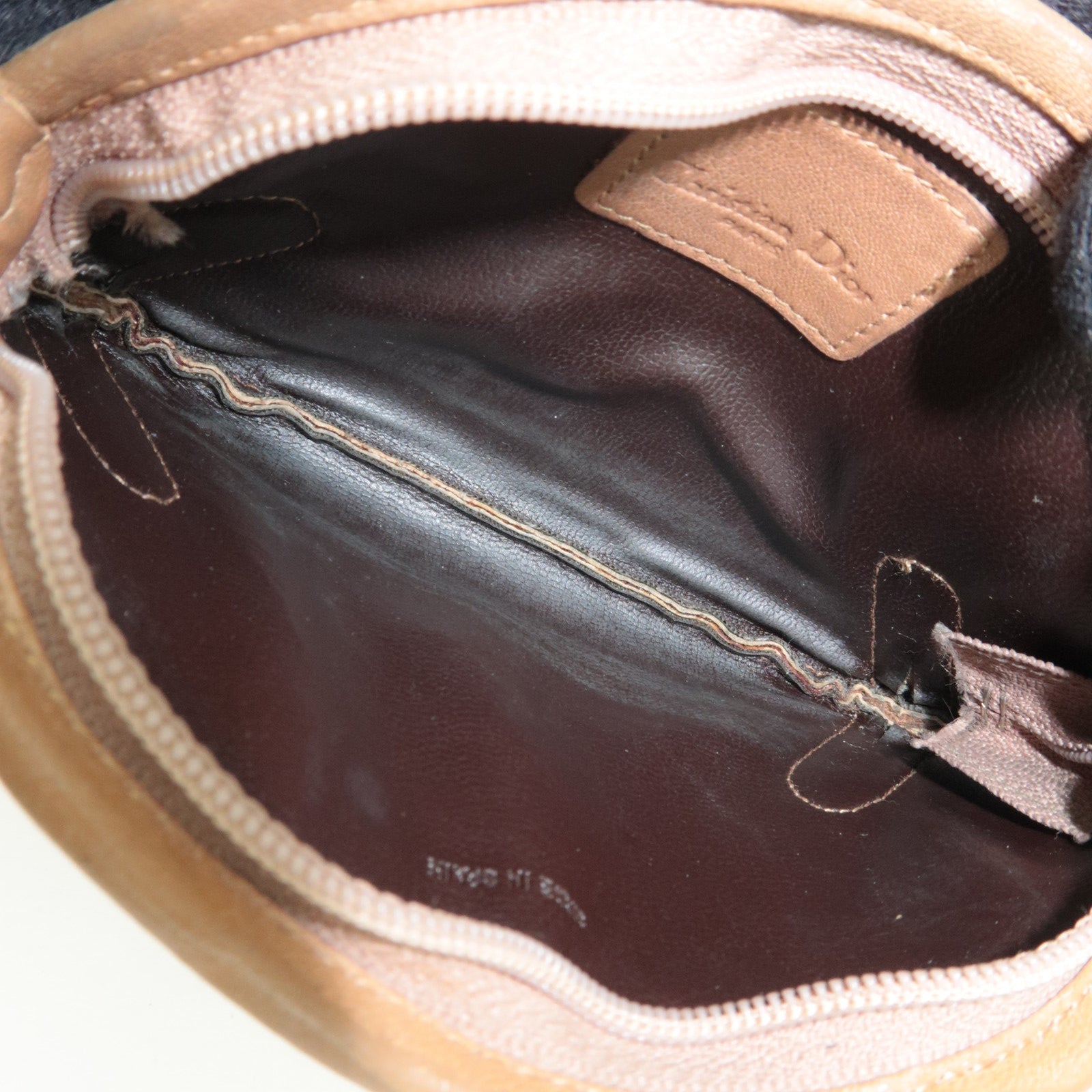 Christian Dior Honeycomb Coin Case PVC Leather Beige Brown