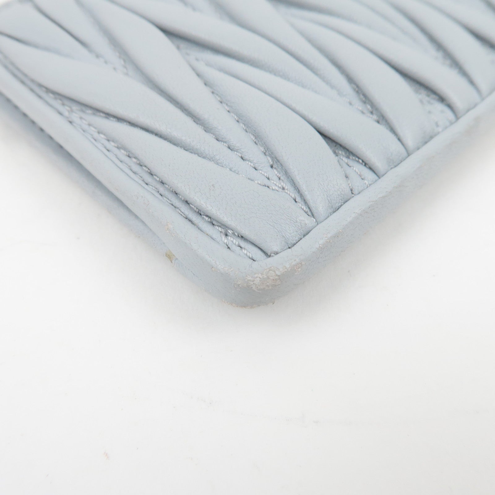 MIU MIU Matelasse Fragment Case Card Case Leather Light Gray