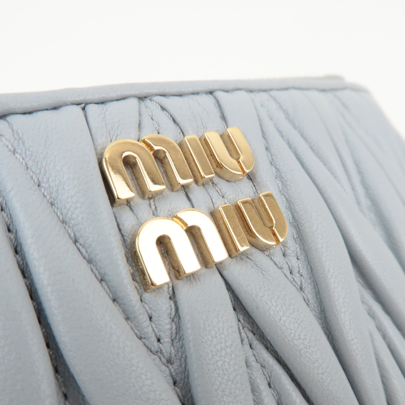 MIU MIU Matelasse Fragment Case Card Case Leather Light Gray