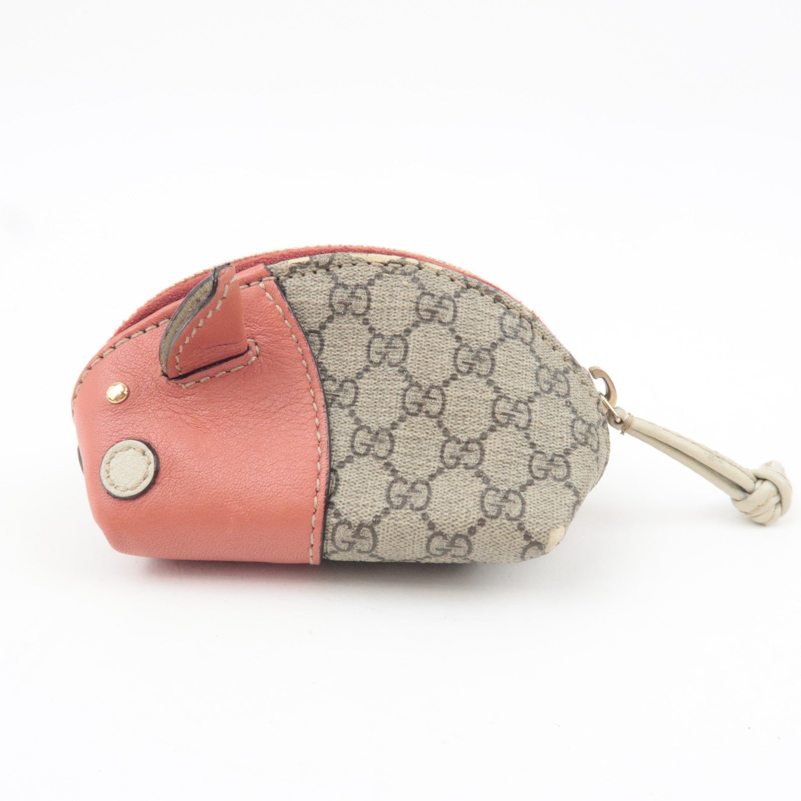 GUCCI Micro GG Plus Pig Shape Mini Coin Case Beige Pink 256864