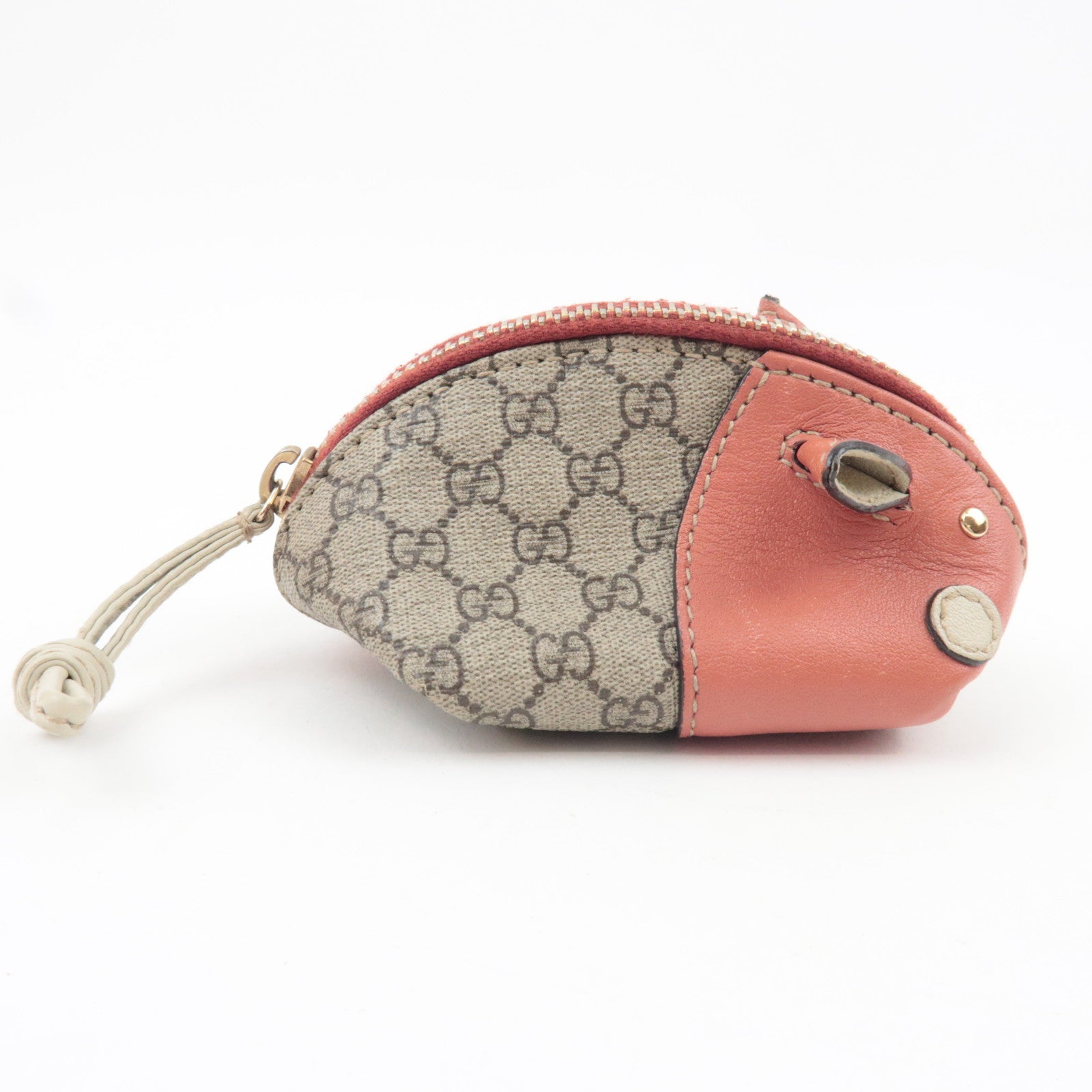 GUCCI Micro GG Plus Pig Shape Mini Coin Case Beige Pink 256864
