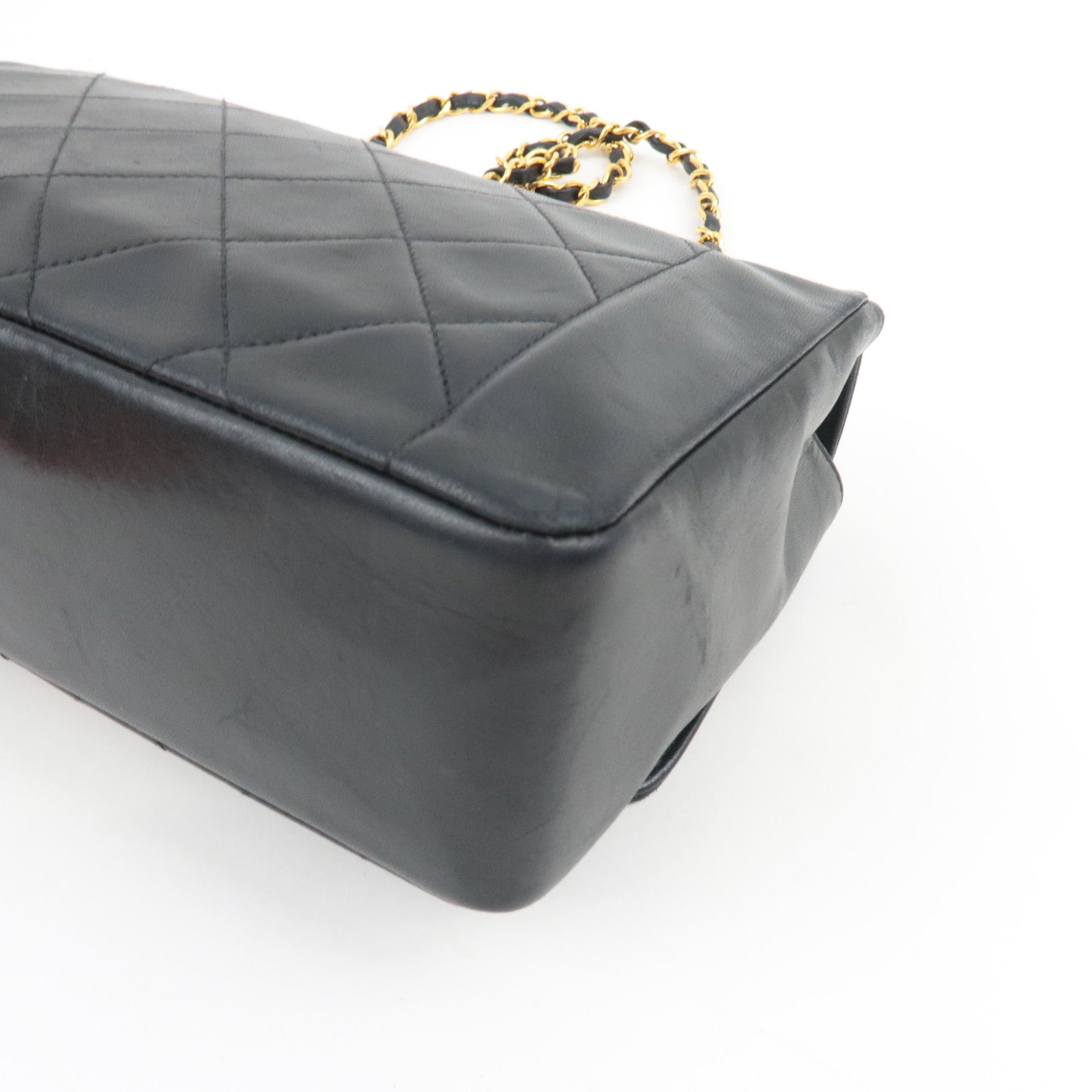 CHANEL Matelasse Diana 25 Chain Shoulder Bag Lambskin Black Gold HDW 2035730 *G card