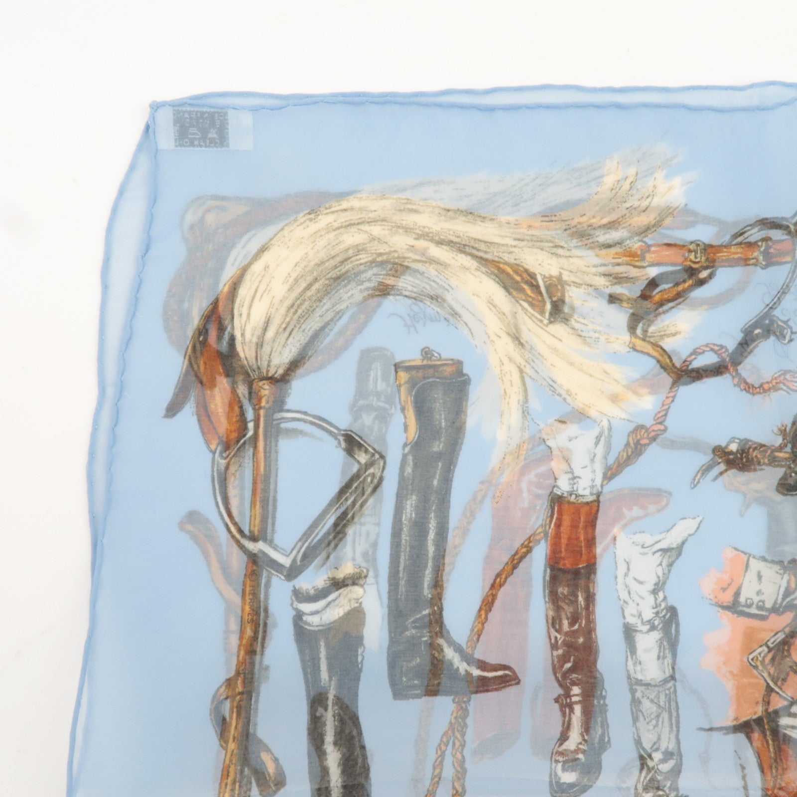 HERMES Carre 40 A Propos De Bottes Boots Print Scarf 100% Silk Blue *Box