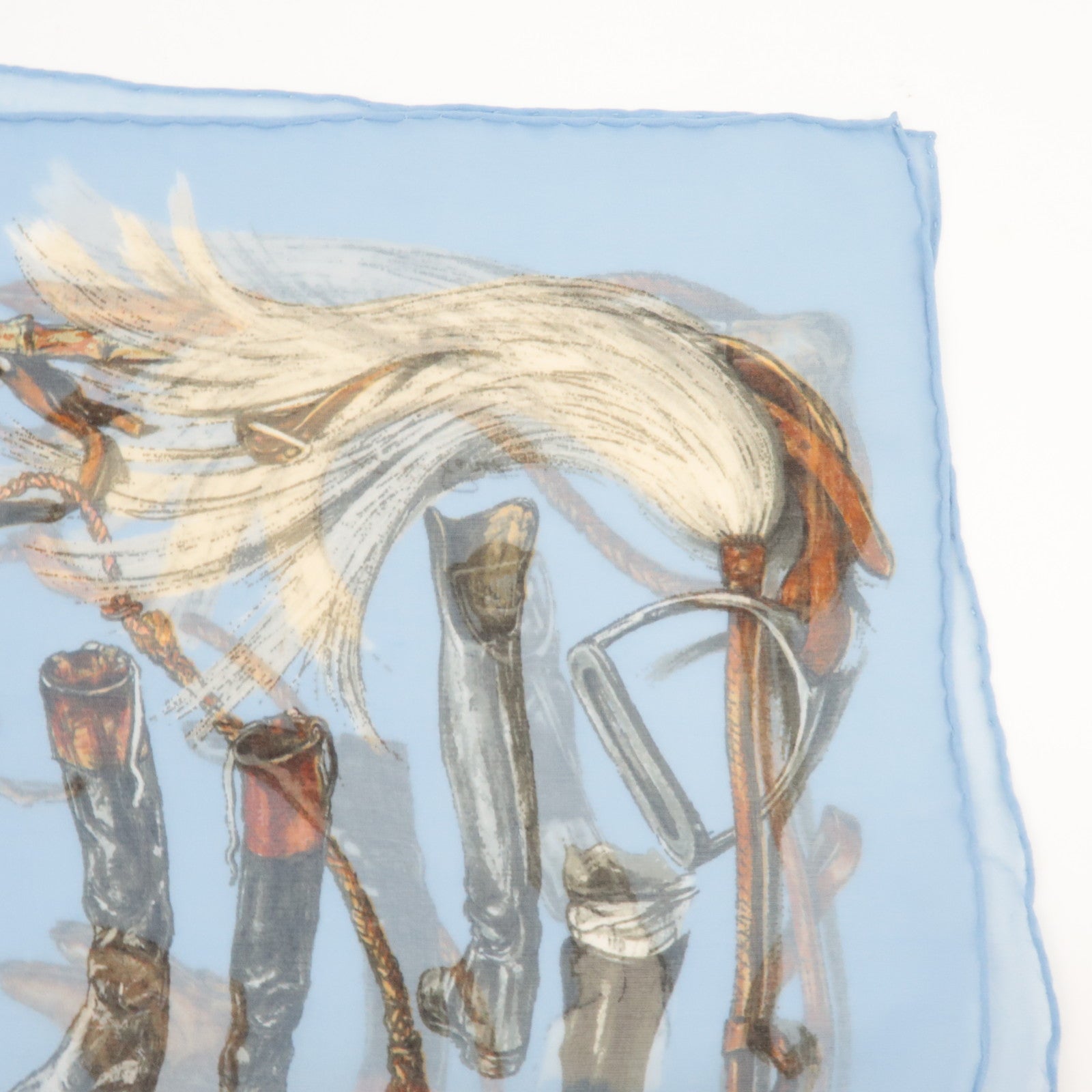 HERMES Carre 40 A Propos De Bottes Boots Print Scarf 100% Silk Blue *Box