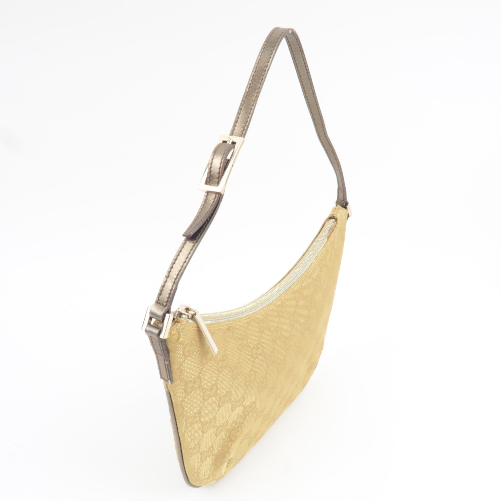 GUCCI Shoulder Bag GG Canvas Leather Beige Gold 005.0813