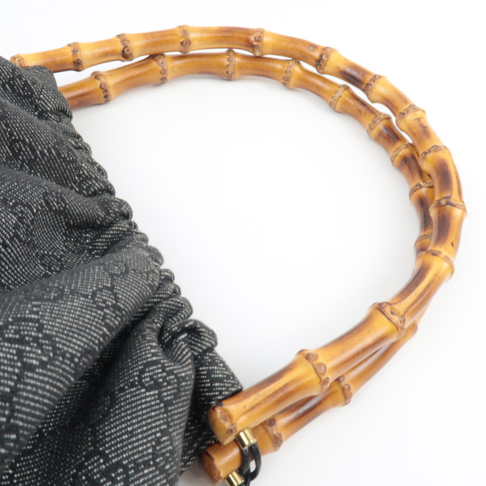 GUCCI Bamboo Shoulder Bag GG Denim Gray 92708