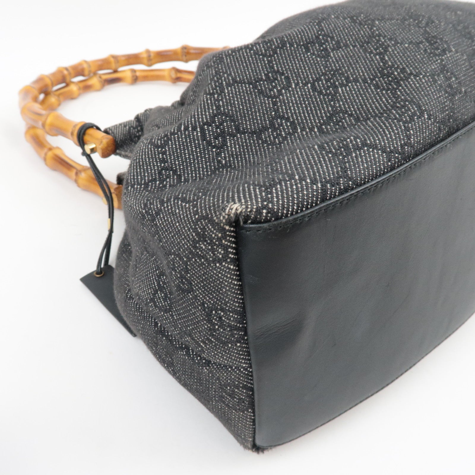 GUCCI Bamboo Shoulder Bag GG Denim Gray 92708