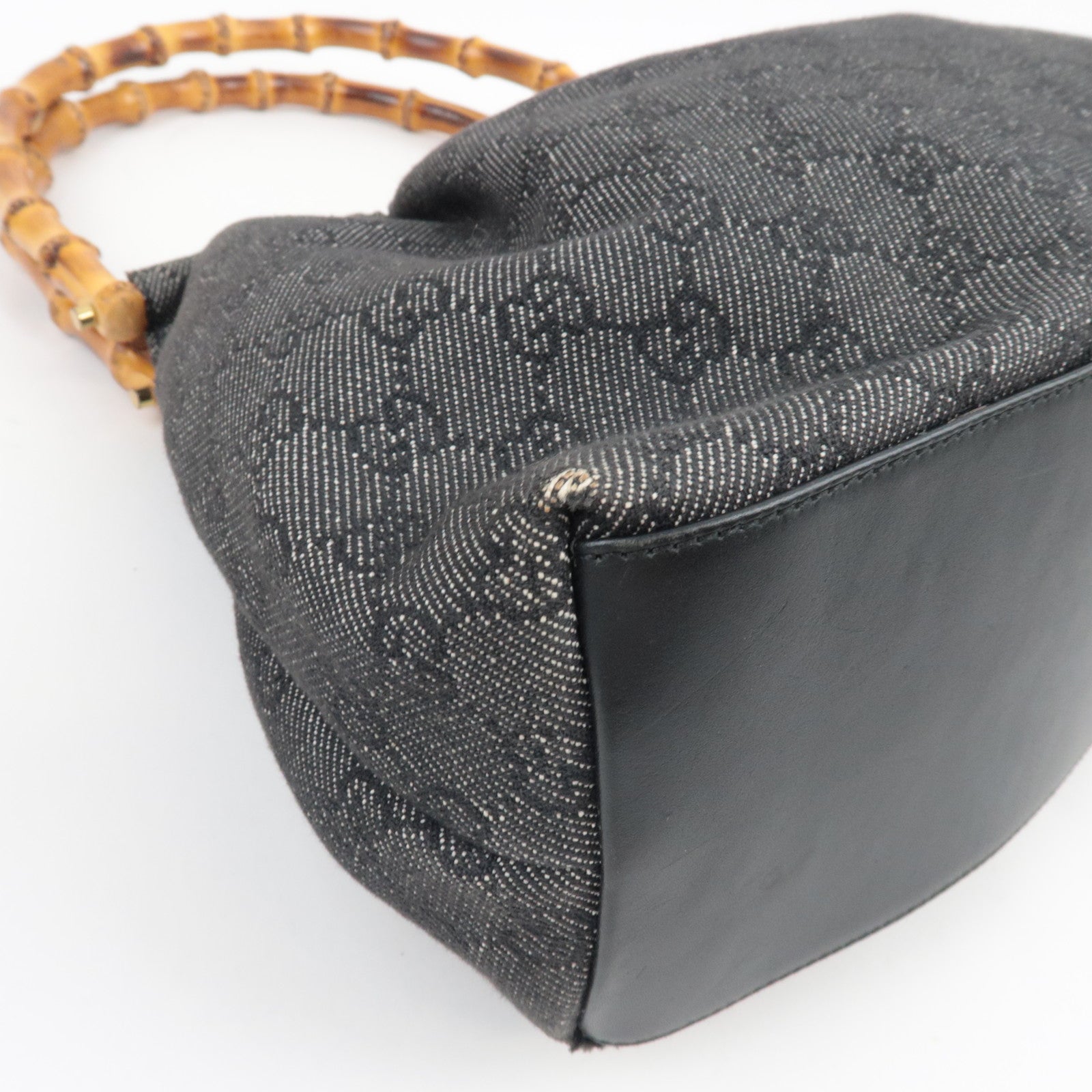GUCCI Bamboo Shoulder Bag GG Denim Gray 92708