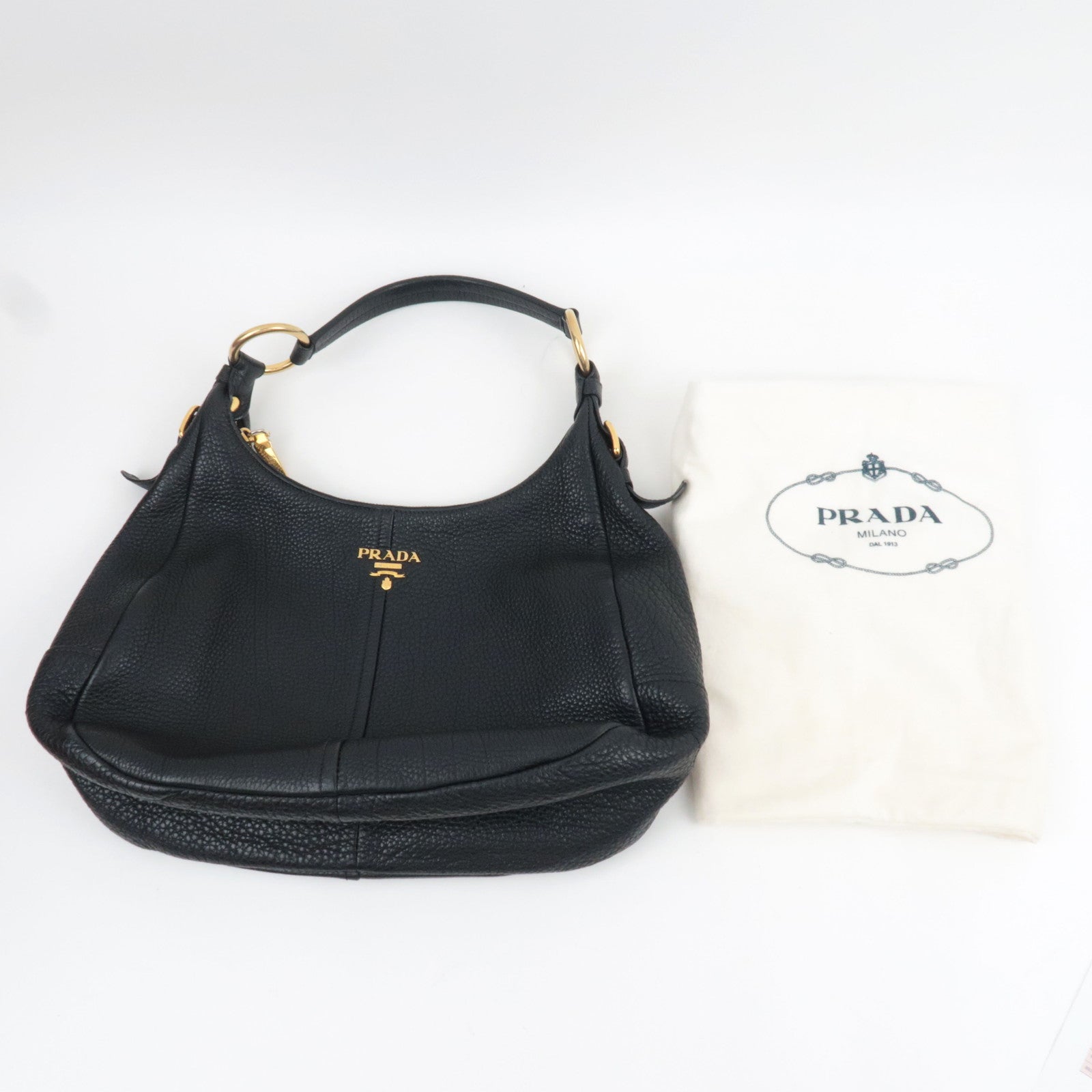 PRADA One Shoulder Bag Vitello Daino Leather Black BR4311 *Dust bag
