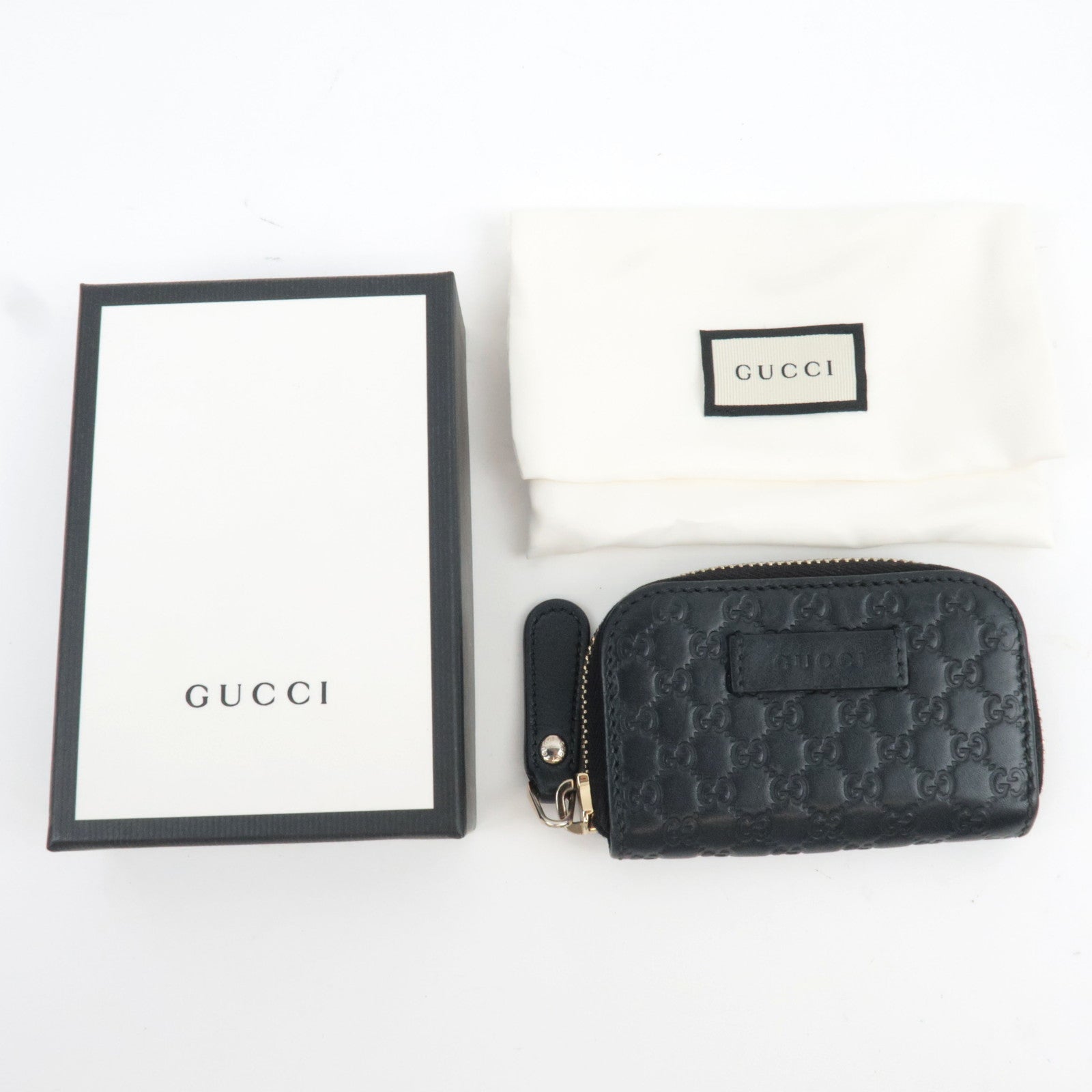 GUCCI Guccissima Coin Case Leather Black 449896 *Box, Dust bag