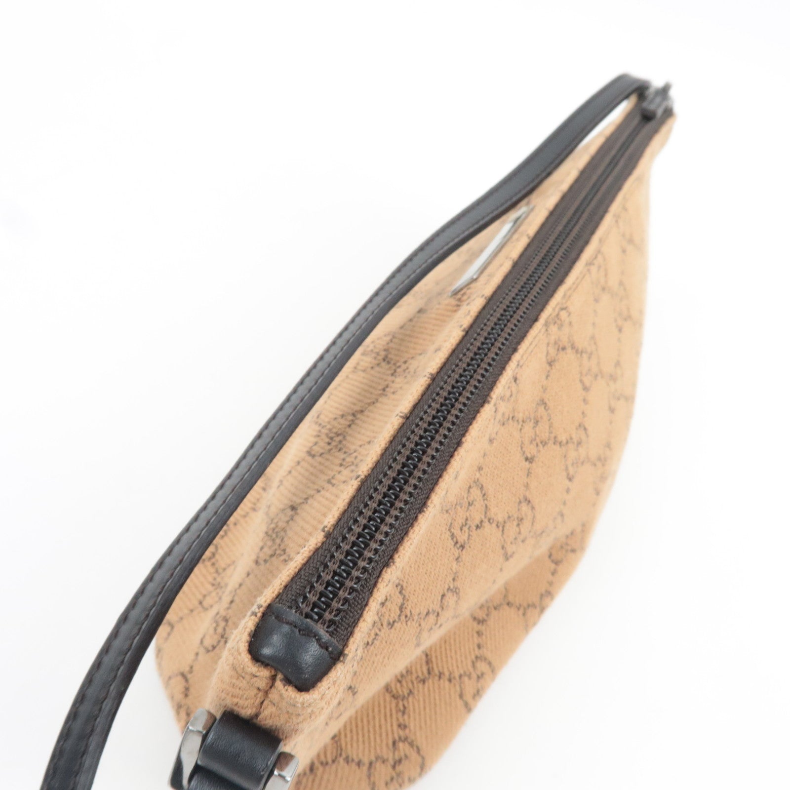 GUCCI Boat Bag Handbag GG Canvas Leather Beige 07198