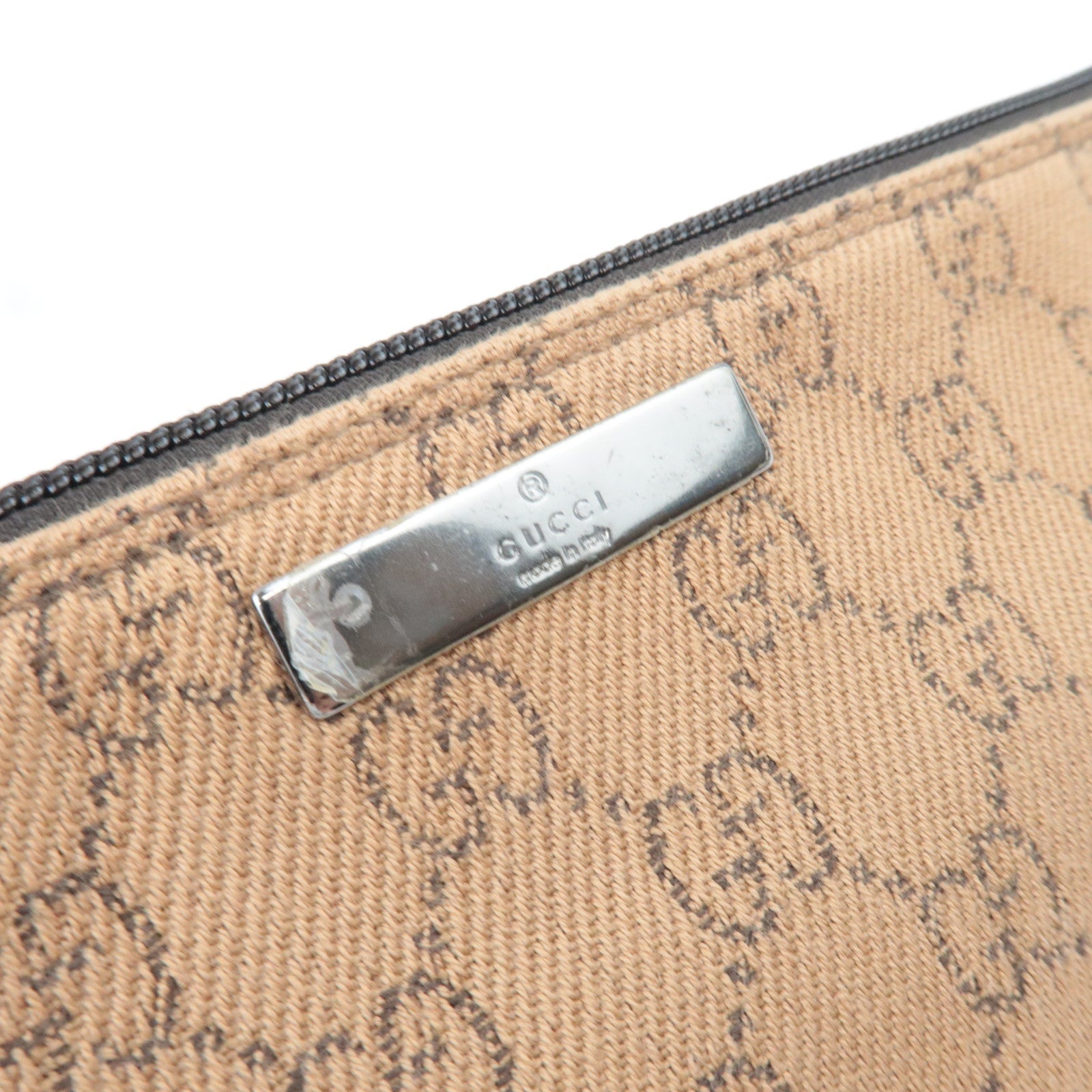 GUCCI Boat Bag Handbag GG Canvas Leather Beige 07198