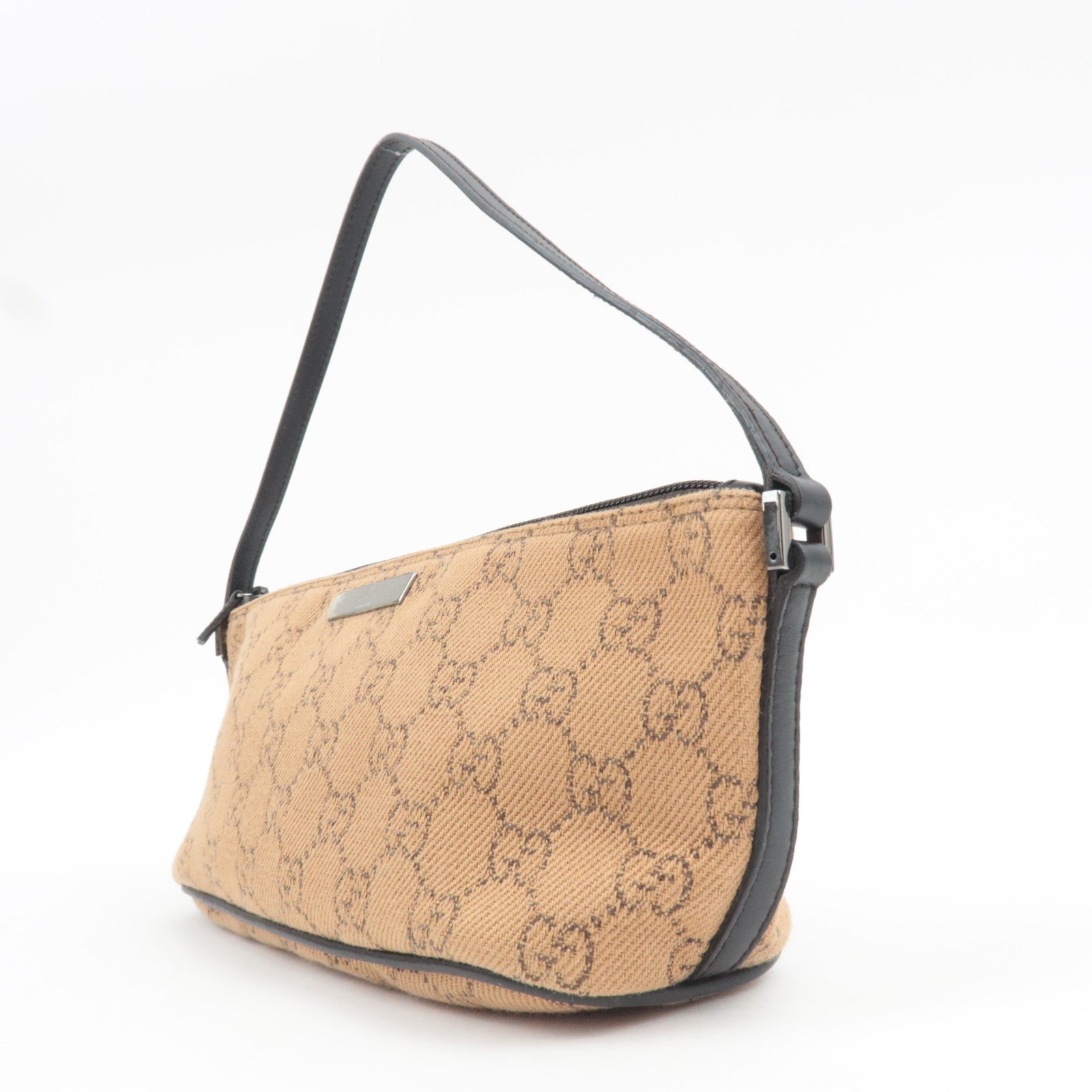 GUCCI Boat Bag Handbag GG Canvas Leather Beige 07198