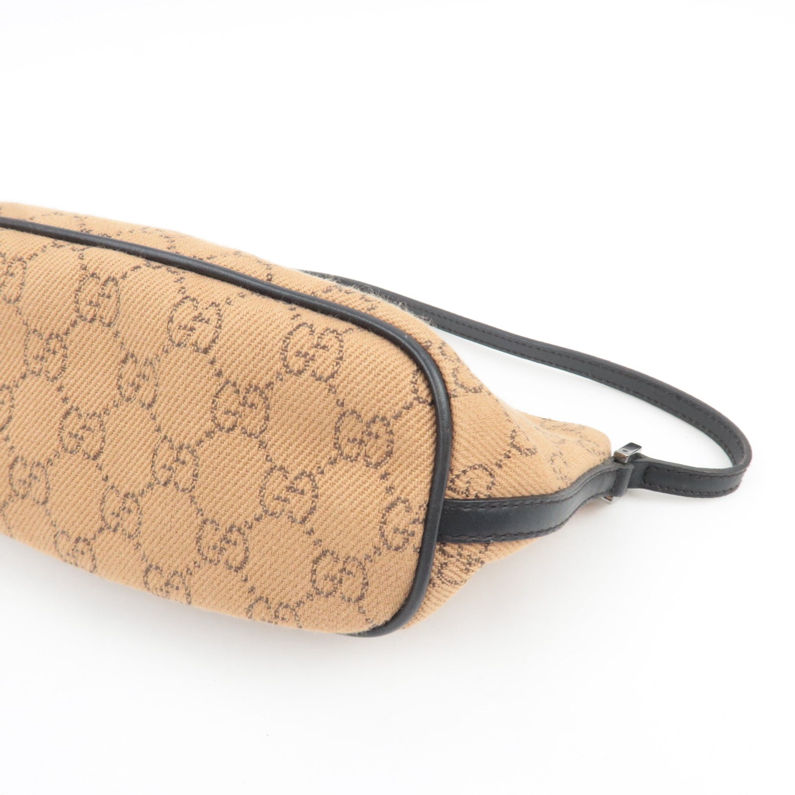 GUCCI Boat Bag Handbag GG Canvas Leather Beige 07198