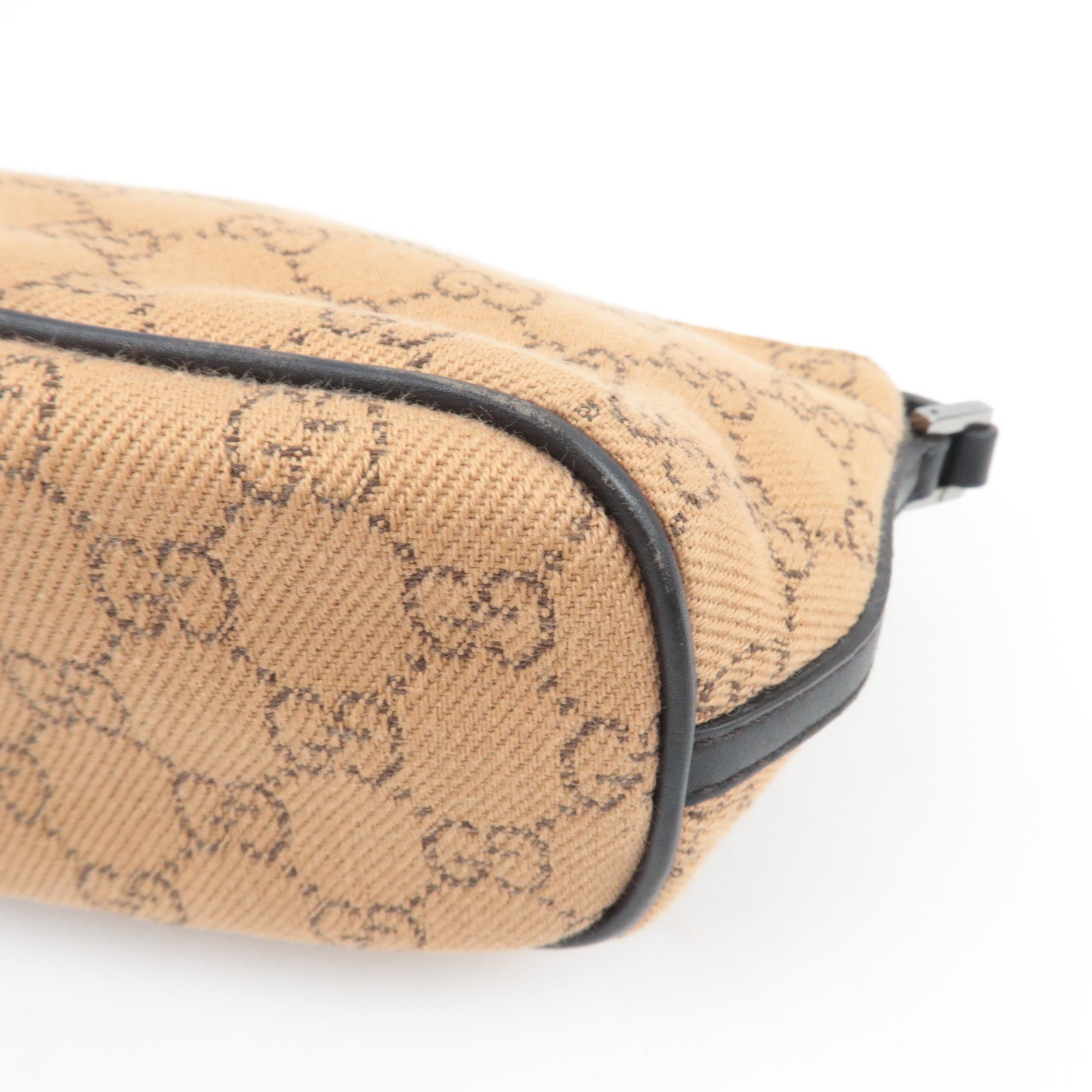 GUCCI Boat Bag Handbag GG Canvas Leather Beige 07198