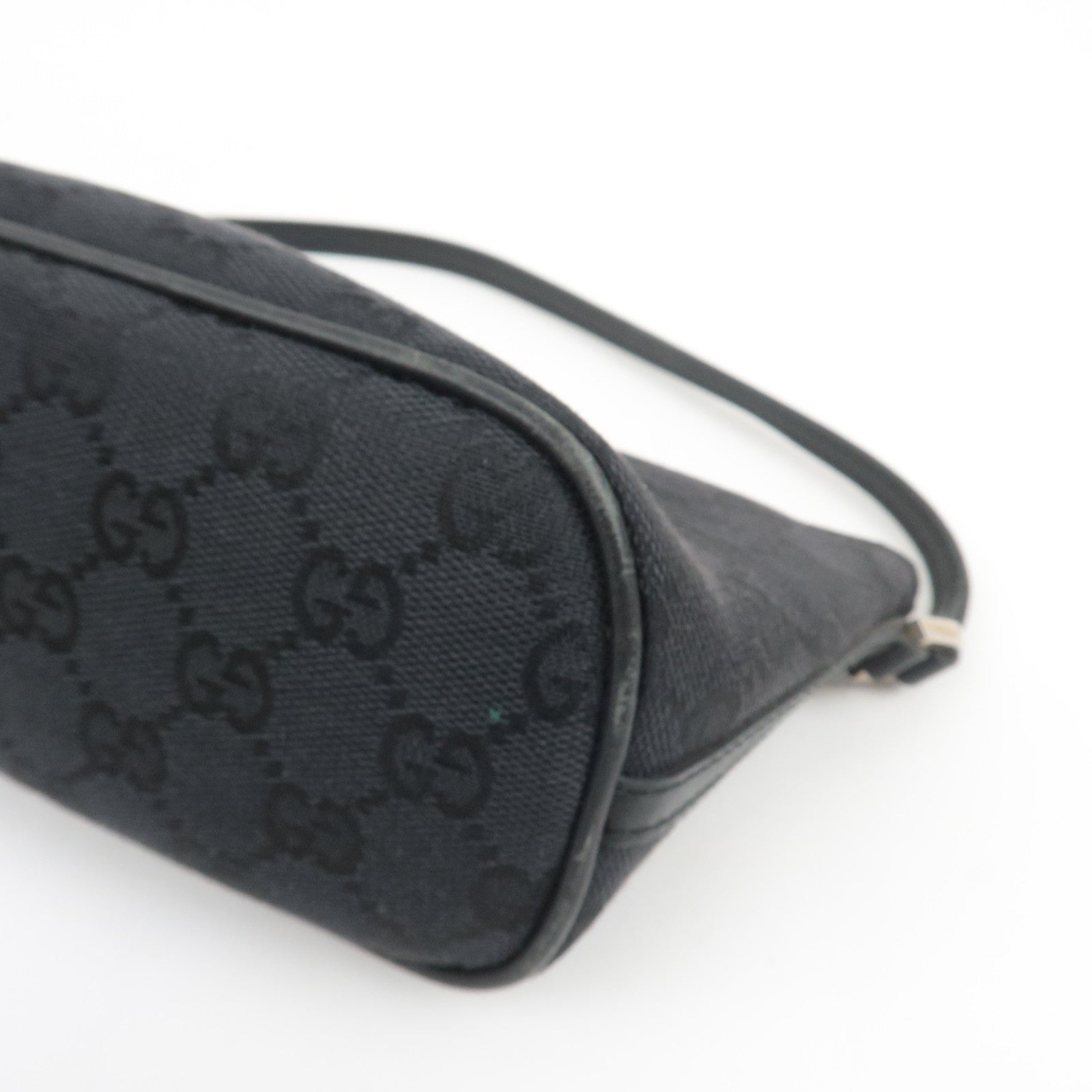 GUCCI Boat Bag Handbag GG Canvas Leather Black 039.1103