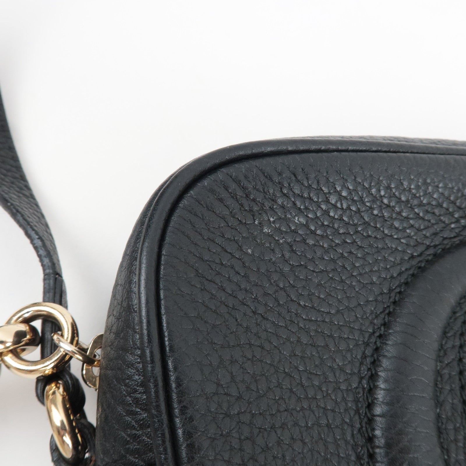 GUCCI Soho Interlocking G Disco Shoulder Bag Leather Black 308364