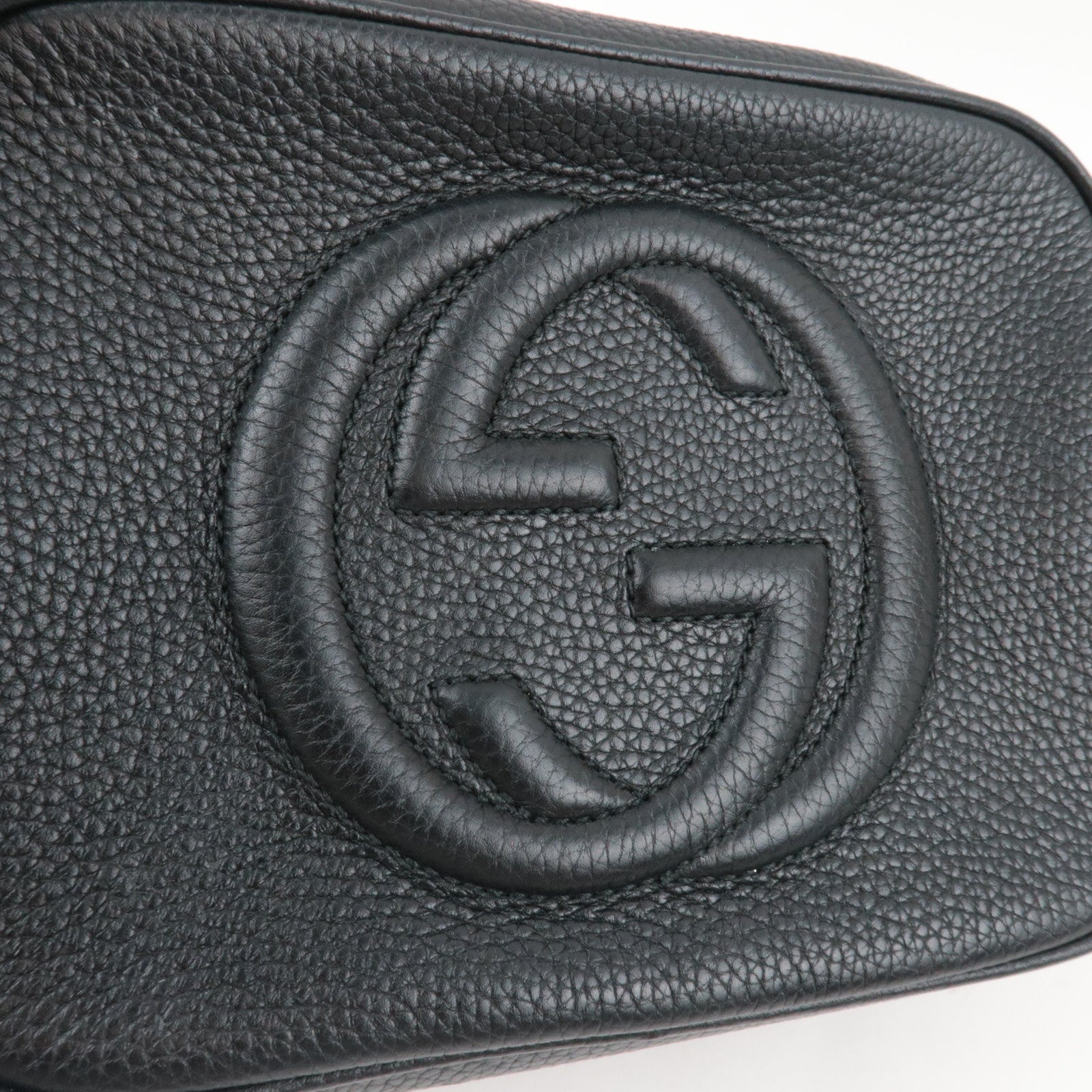 GUCCI Soho Interlocking G Disco Shoulder Bag Leather Black 308364