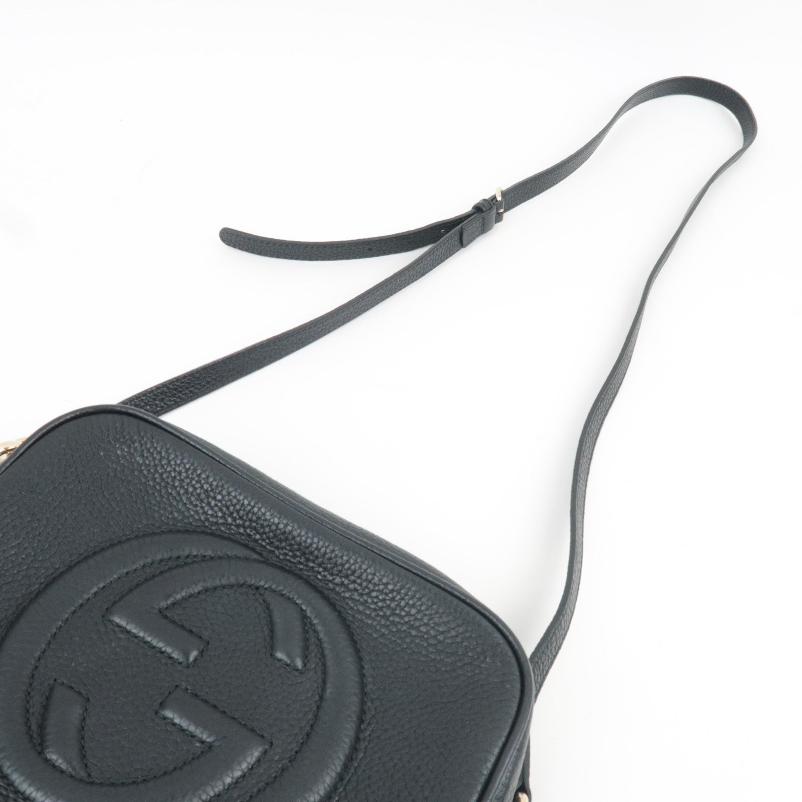 GUCCI Soho Interlocking G Disco Shoulder Bag Leather Black 308364