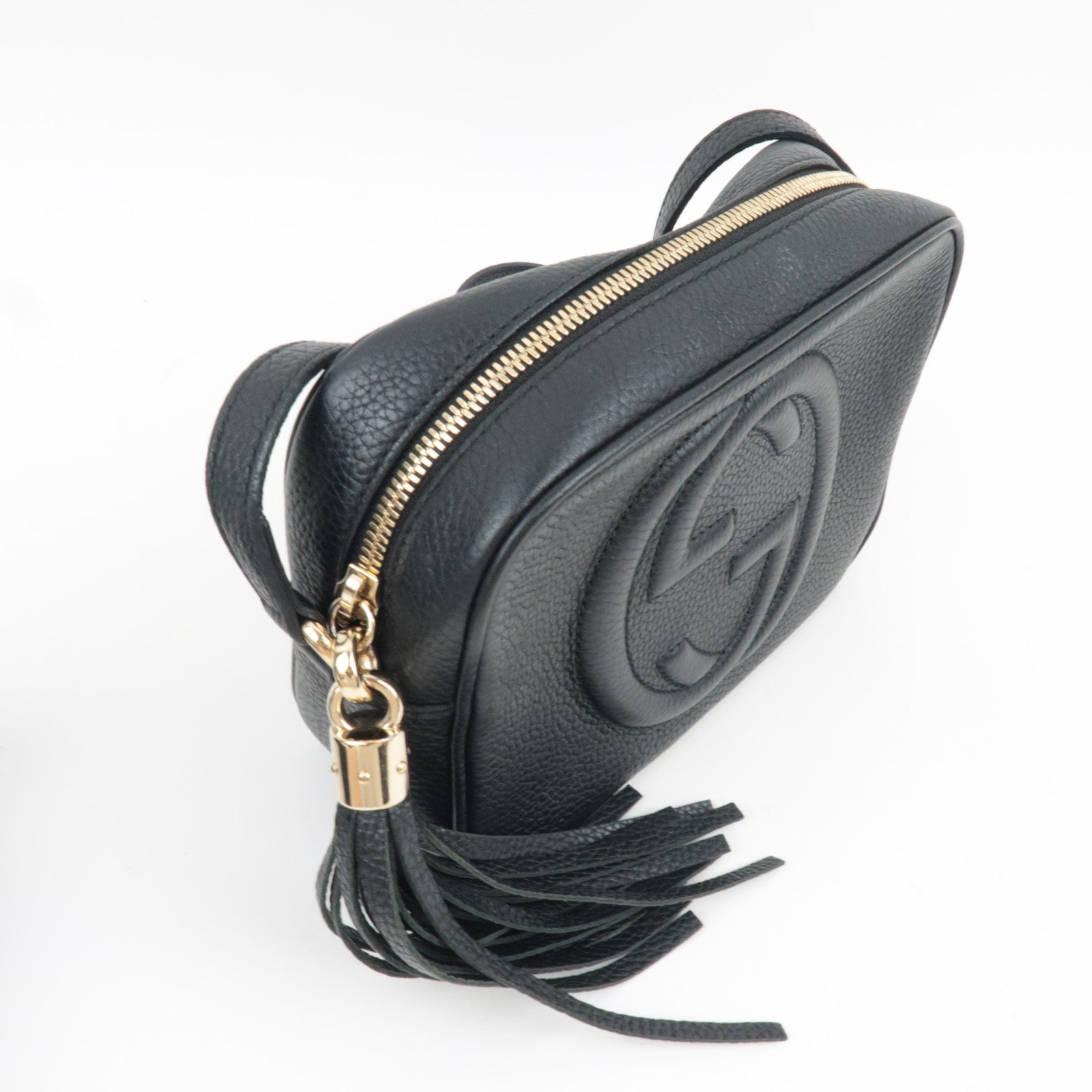 GUCCI Soho Interlocking G Disco Shoulder Bag Leather Black 308364