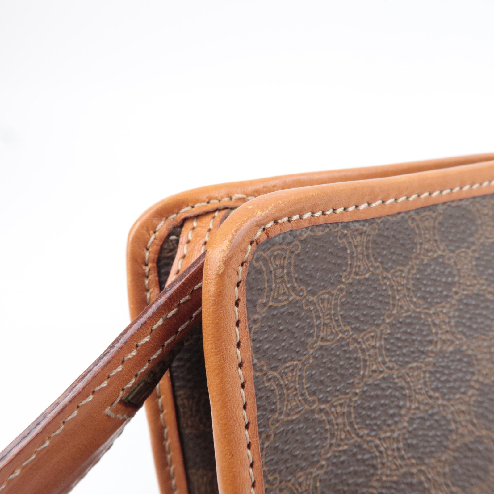 CELINE Macadam Clutch Bag PVC Leather Brown