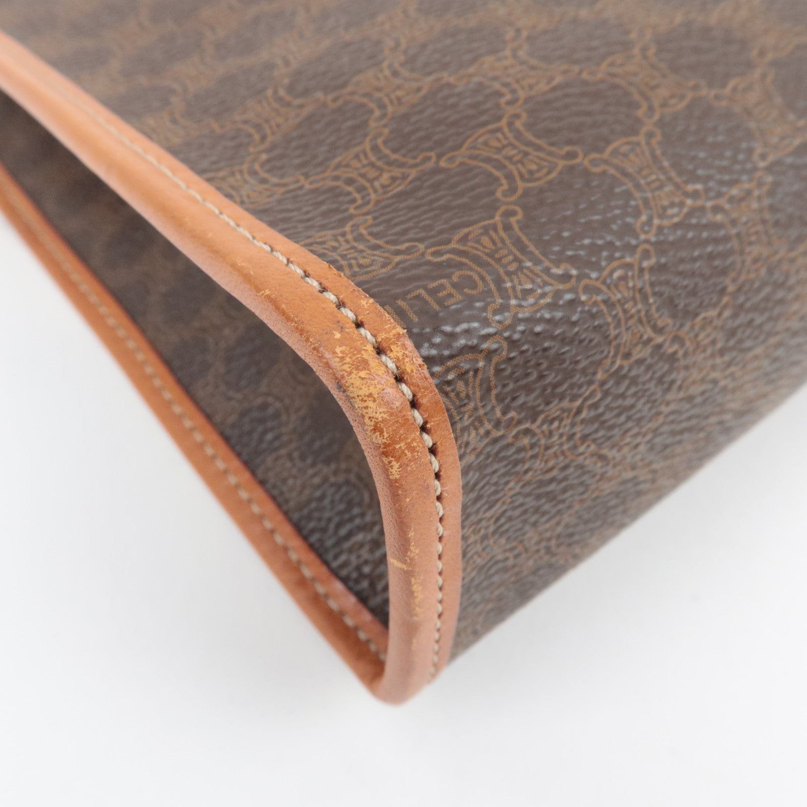 CELINE Macadam Clutch Bag PVC Leather Brown