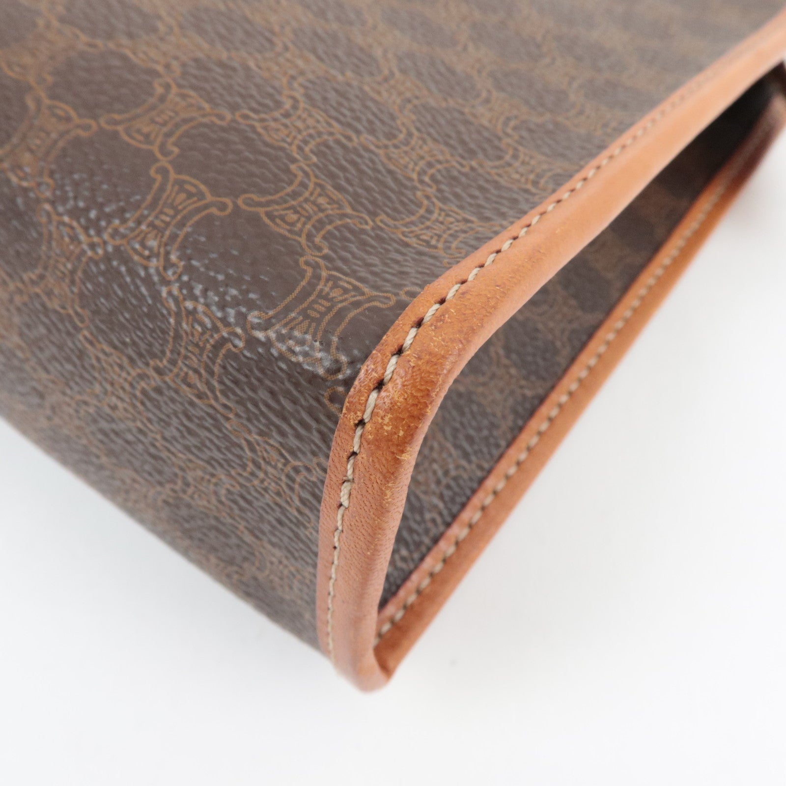 CELINE Macadam Clutch Bag PVC Leather Brown