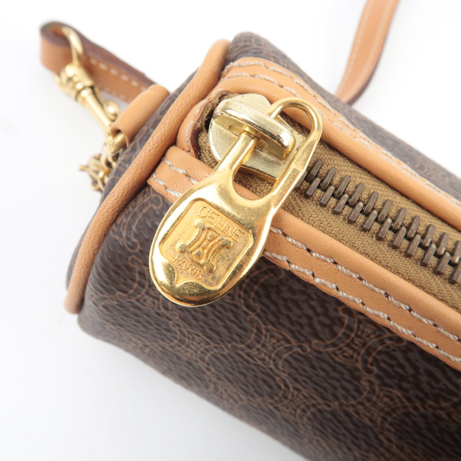 CELINE Macadam Pouch Shoulder Bag PVC Leather Brown *Strap