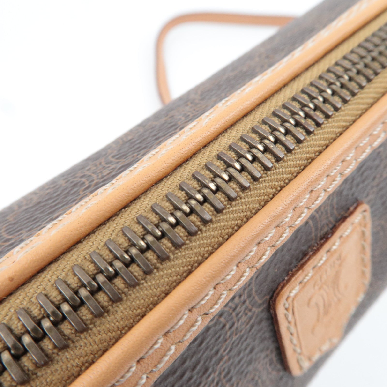 CELINE Macadam Pouch Shoulder Bag PVC Leather Brown *Strap