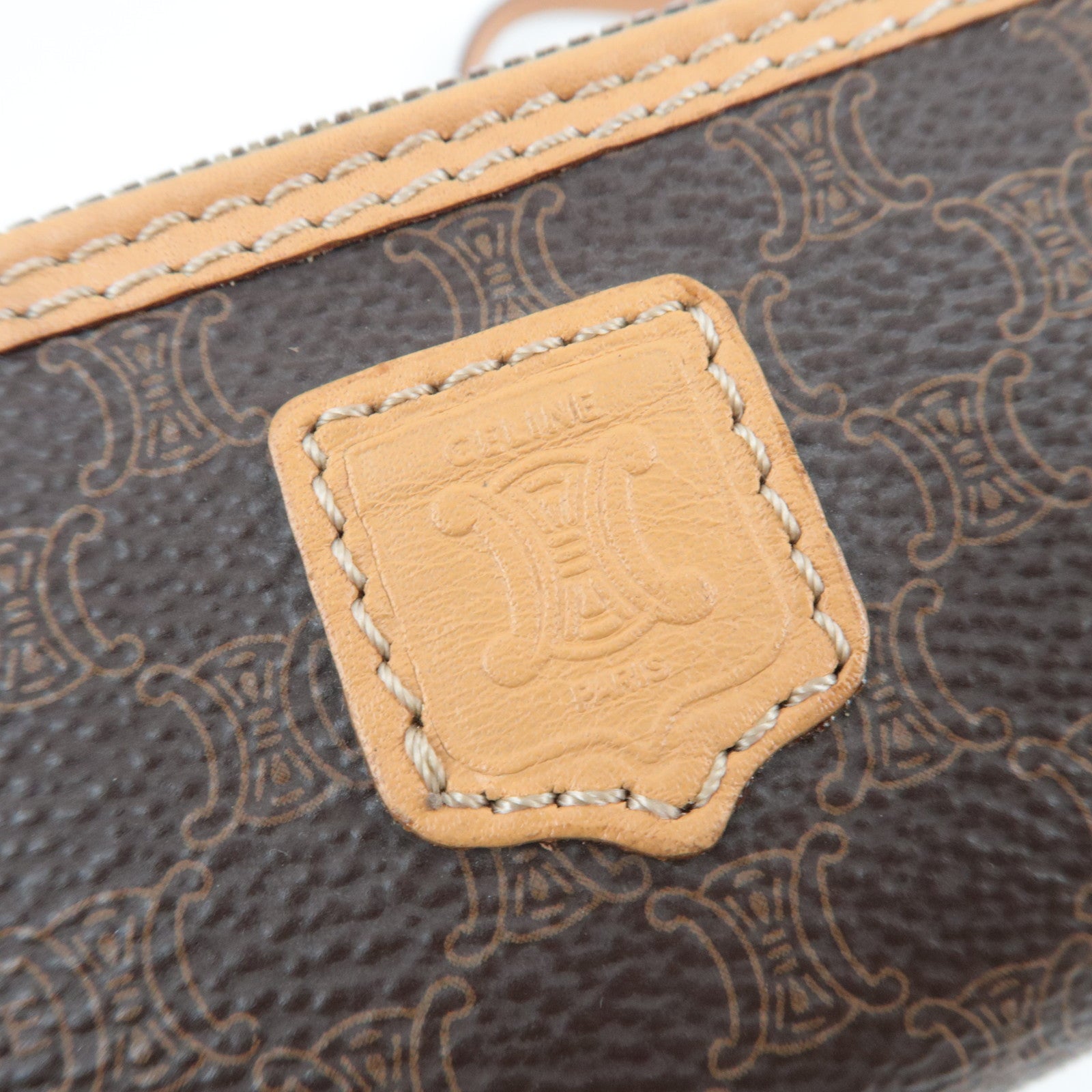 CELINE Macadam Pouch Shoulder Bag PVC Leather Brown *Strap