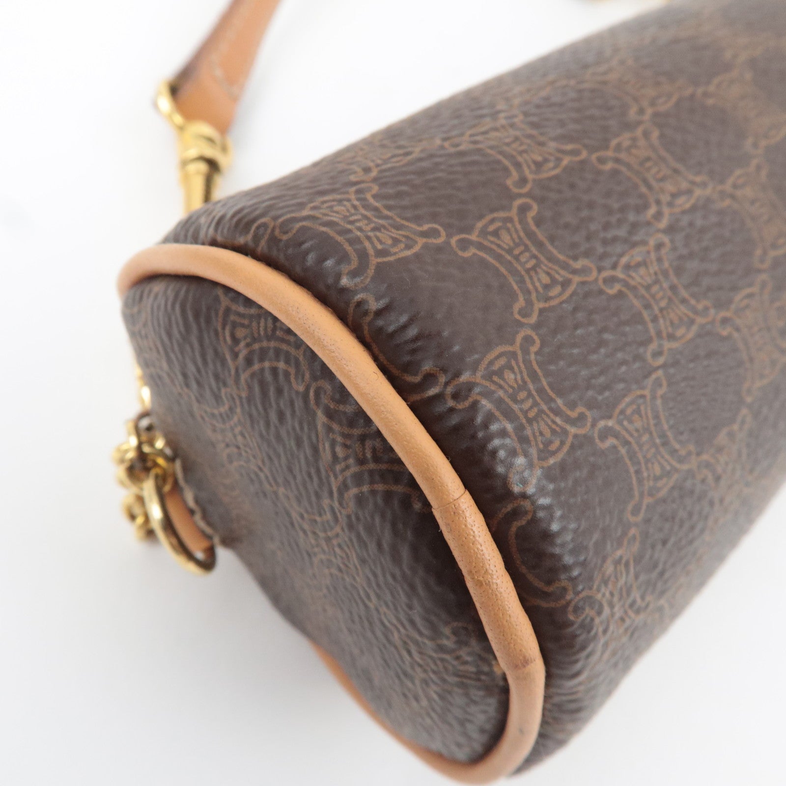 CELINE Macadam Pouch Shoulder Bag PVC Leather Brown *Strap