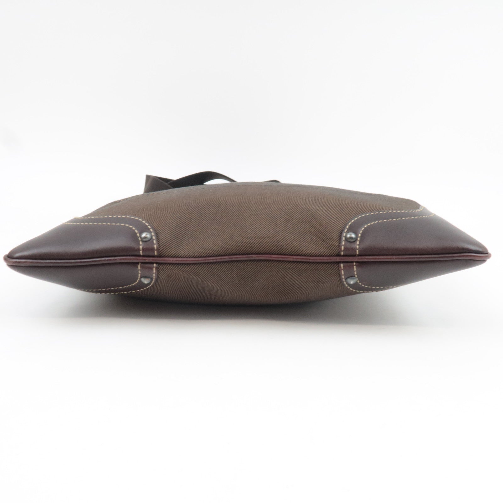 PRADA Shoulder Bag Logo Jacquard Leather Brown BT0536 *Name tag