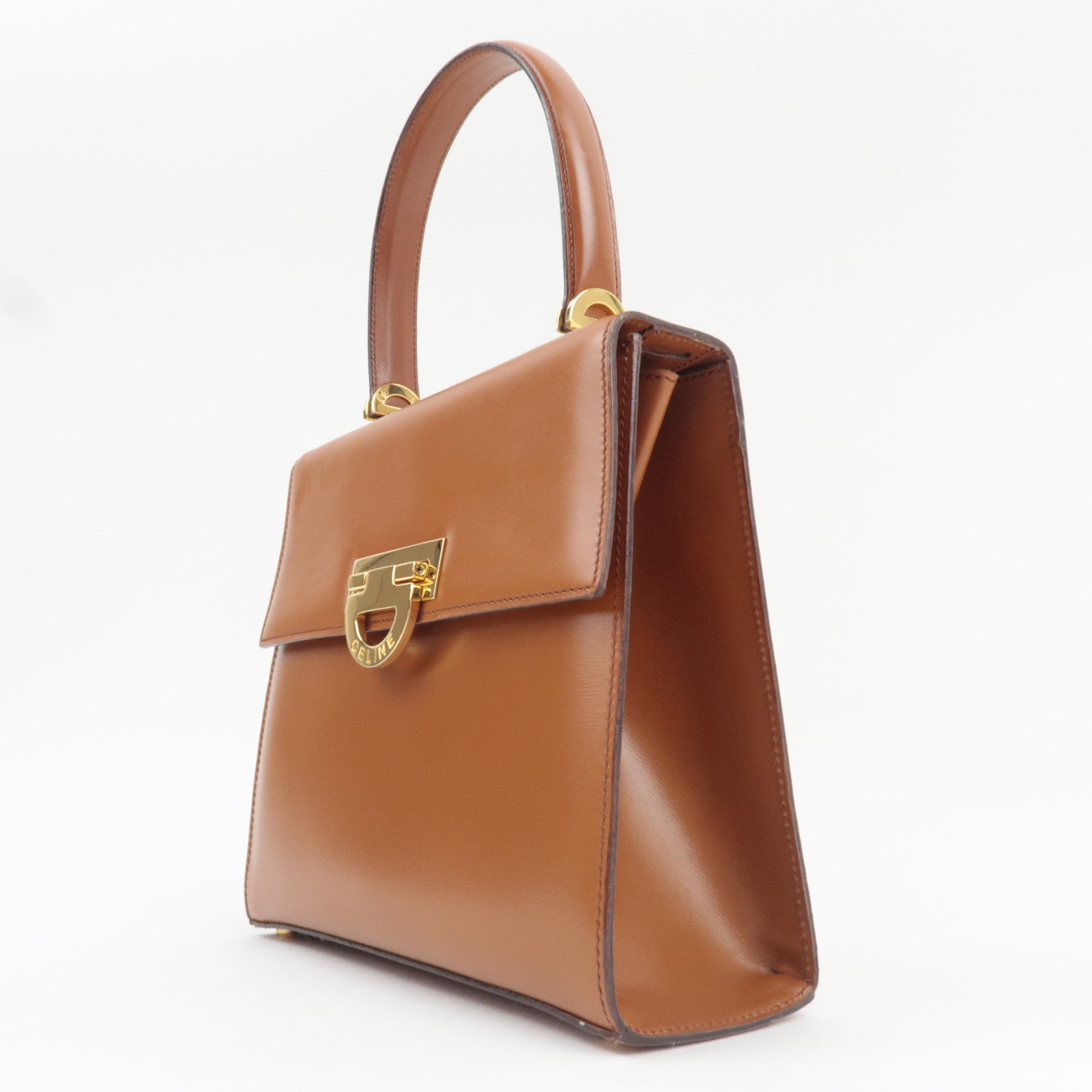 CELINE 2Way Handbag Leather Brown *Strap