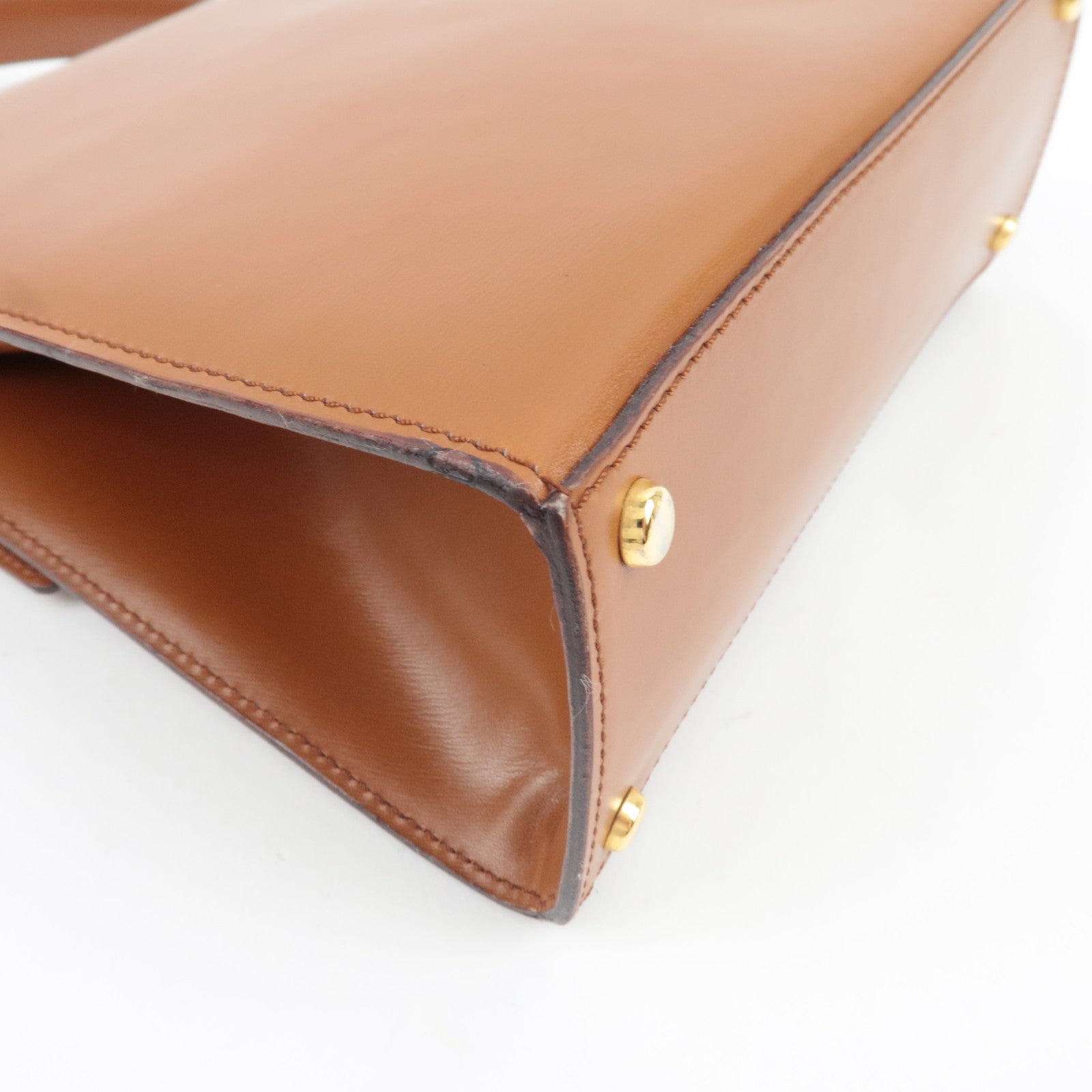 CELINE 2Way Handbag Leather Brown *Strap